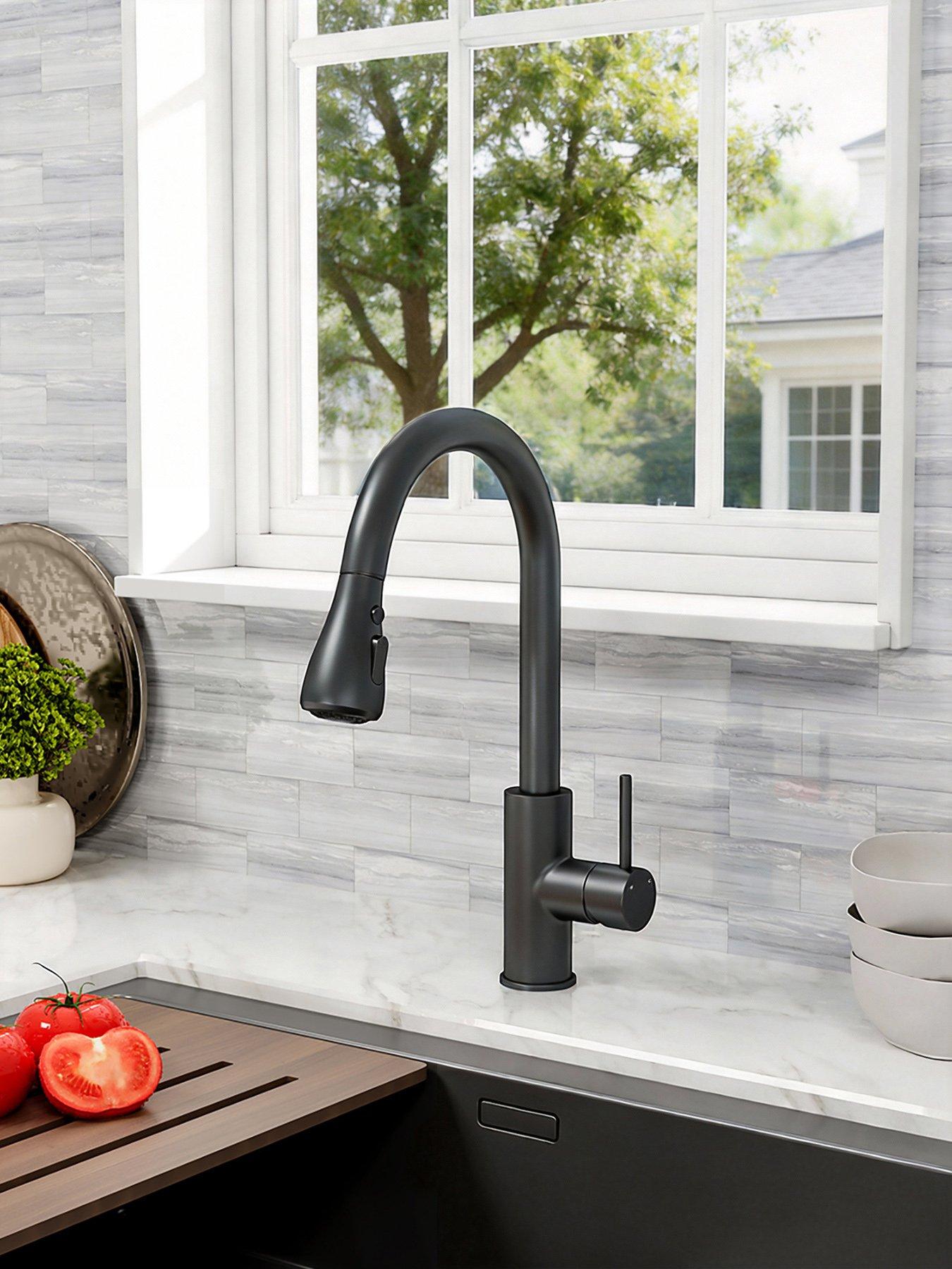 living-and-home-black-retractable-commercial-pull-out-kitchen-faucetoutfit