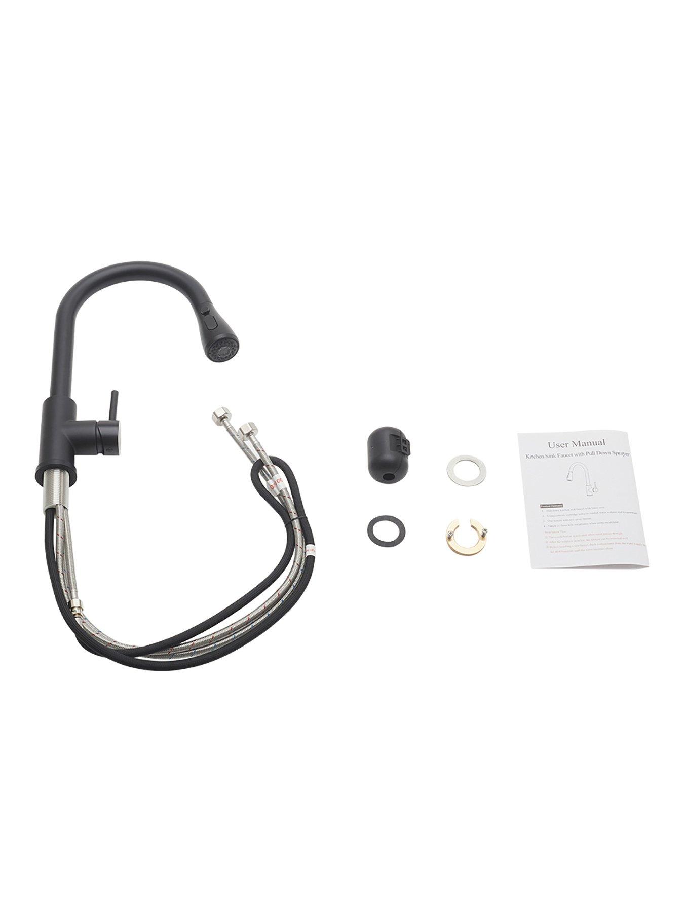living-and-home-black-retractable-commercial-pull-out-kitchen-faucetdetail