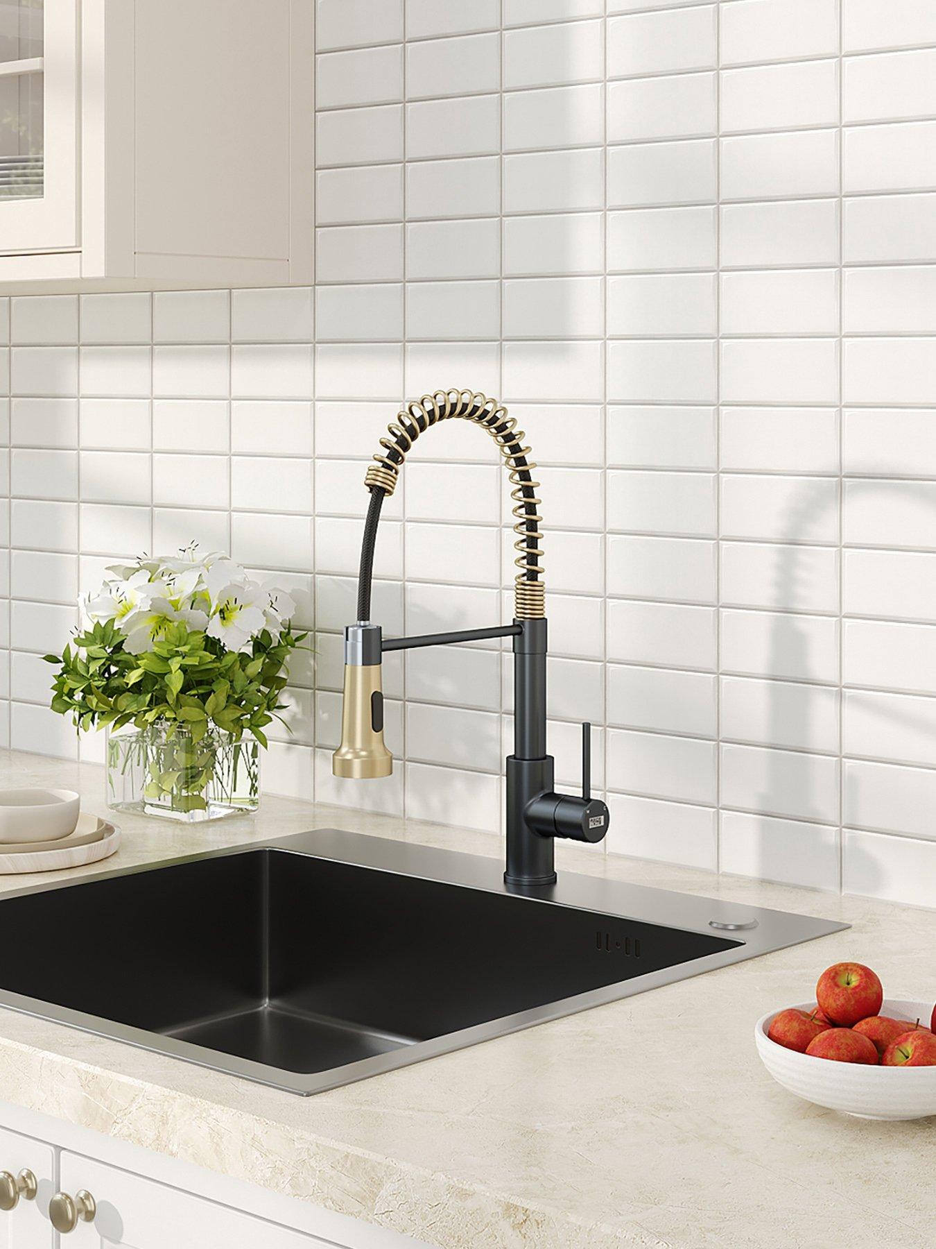 Living and Home Black Gold Commercial Swivel Pull Out Kitchen Faucet