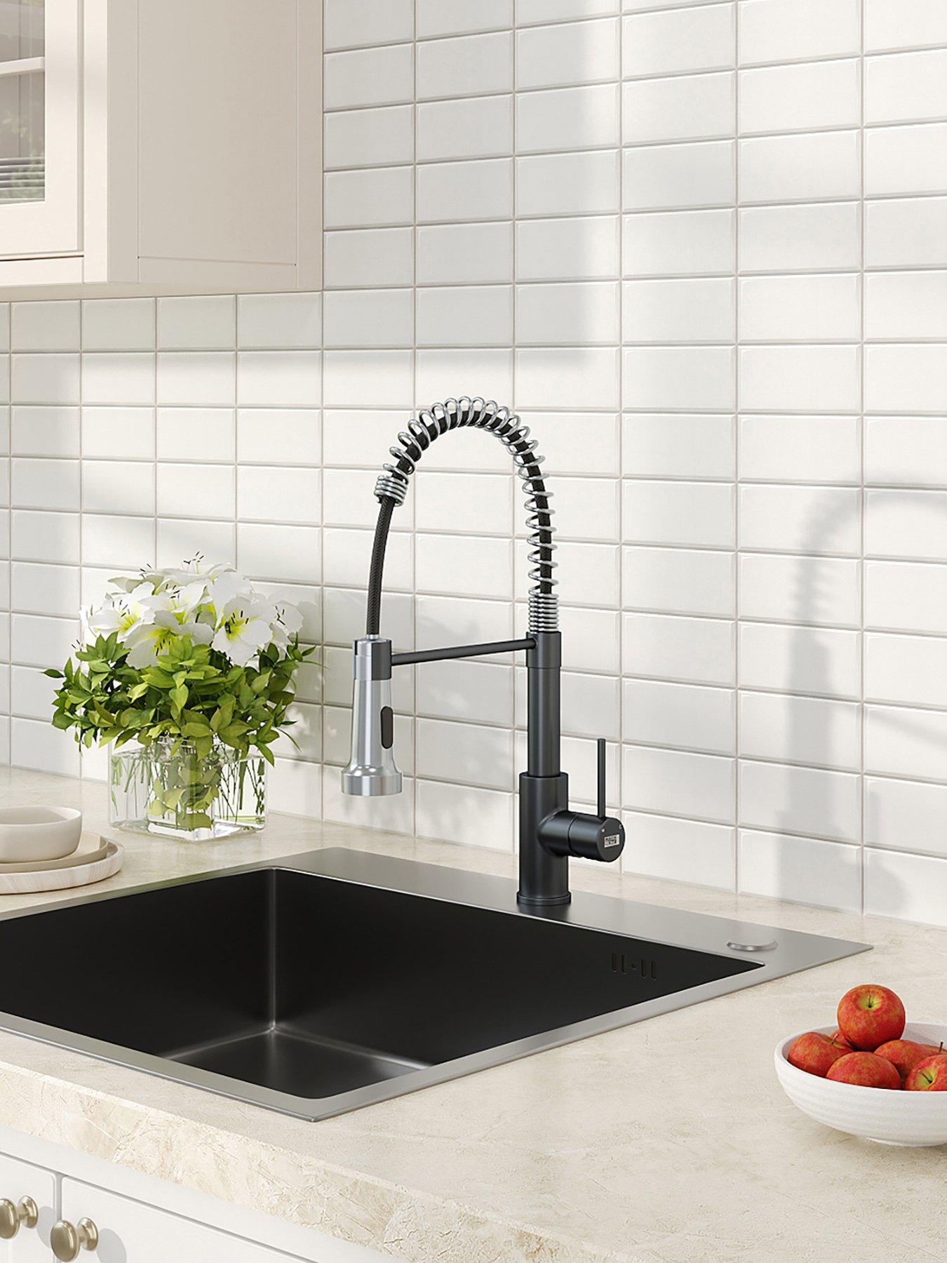 Living And Home Black Chrome Commercial Swivel Pull Out Kitchen Faucet in One Colour