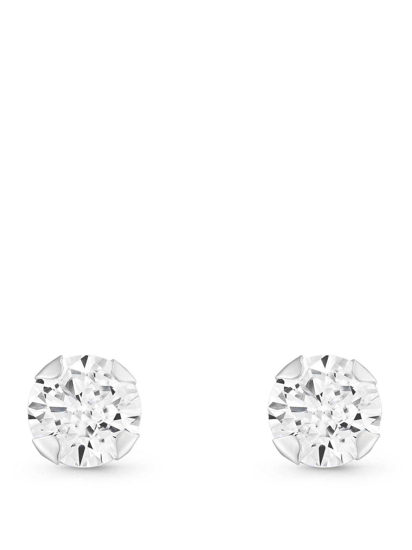 Beaverbrooks 9Ct White Cubic Zirconia Stud Earrings - Gold