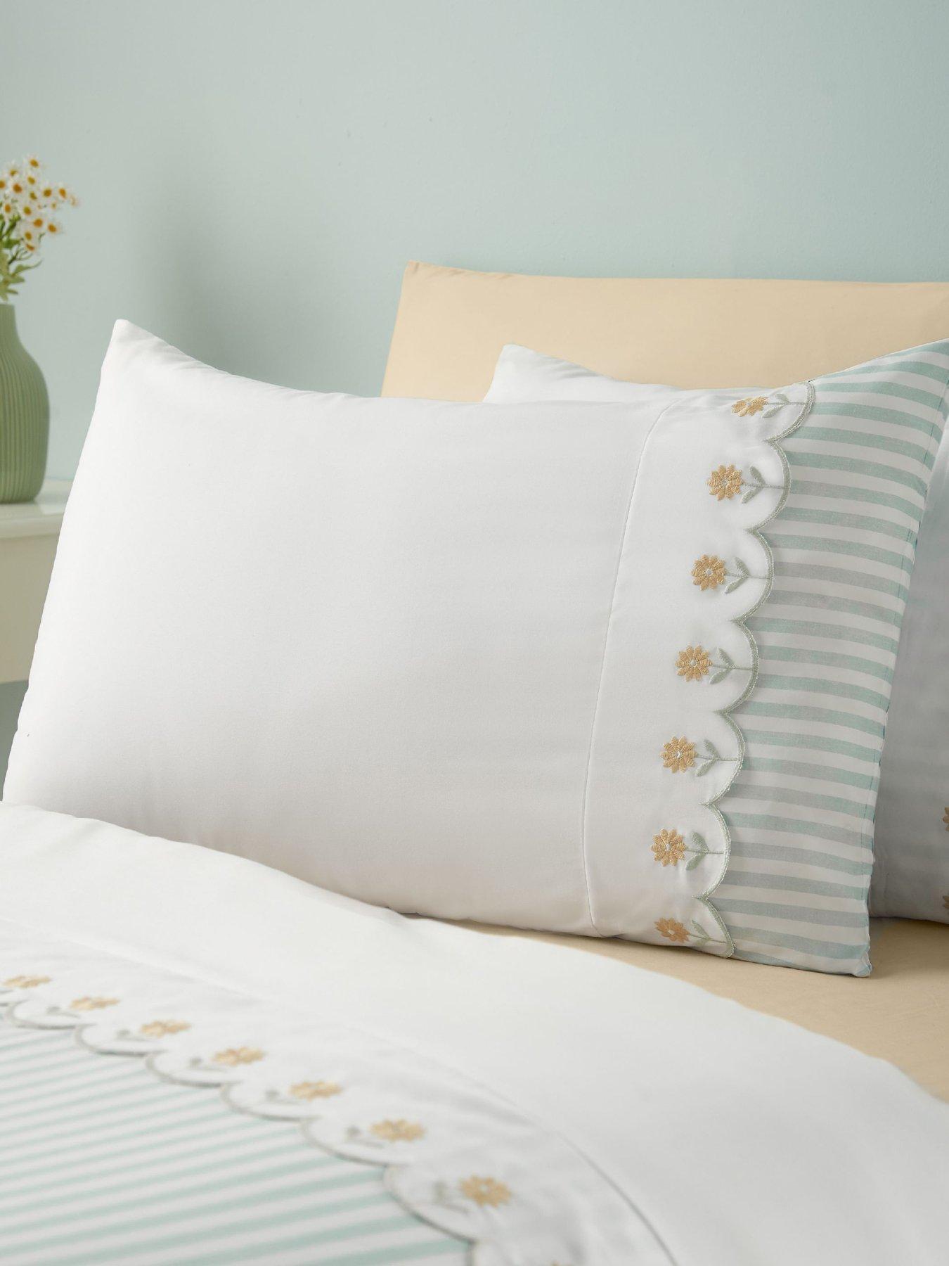Image 1 of 5 of Catherine Lansfield Embroidered Daisy Duvet Set Sage