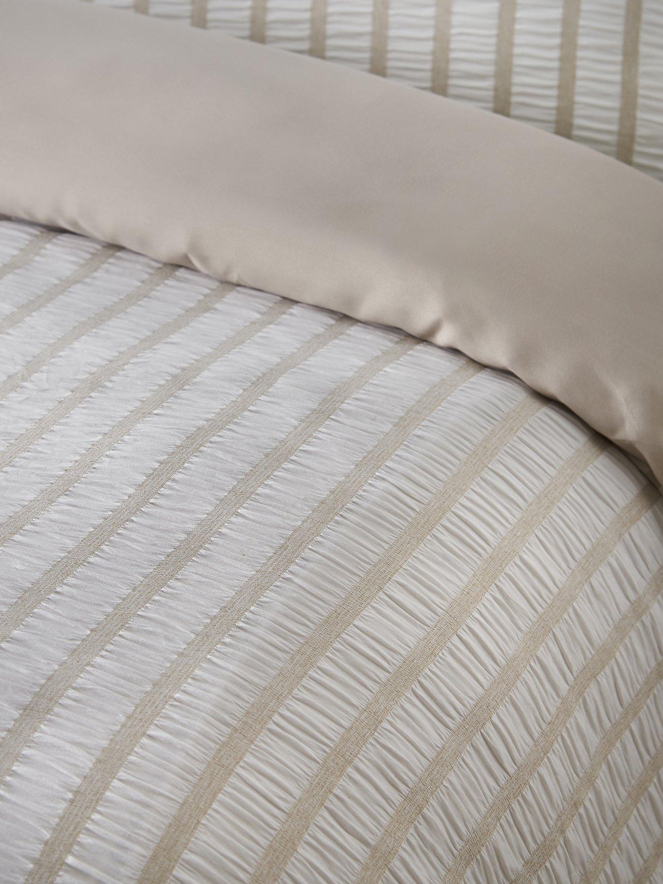 Image 4 of 4 of Catherine Lansfield So Soft Seersucker Stripe Duvet Set Natural