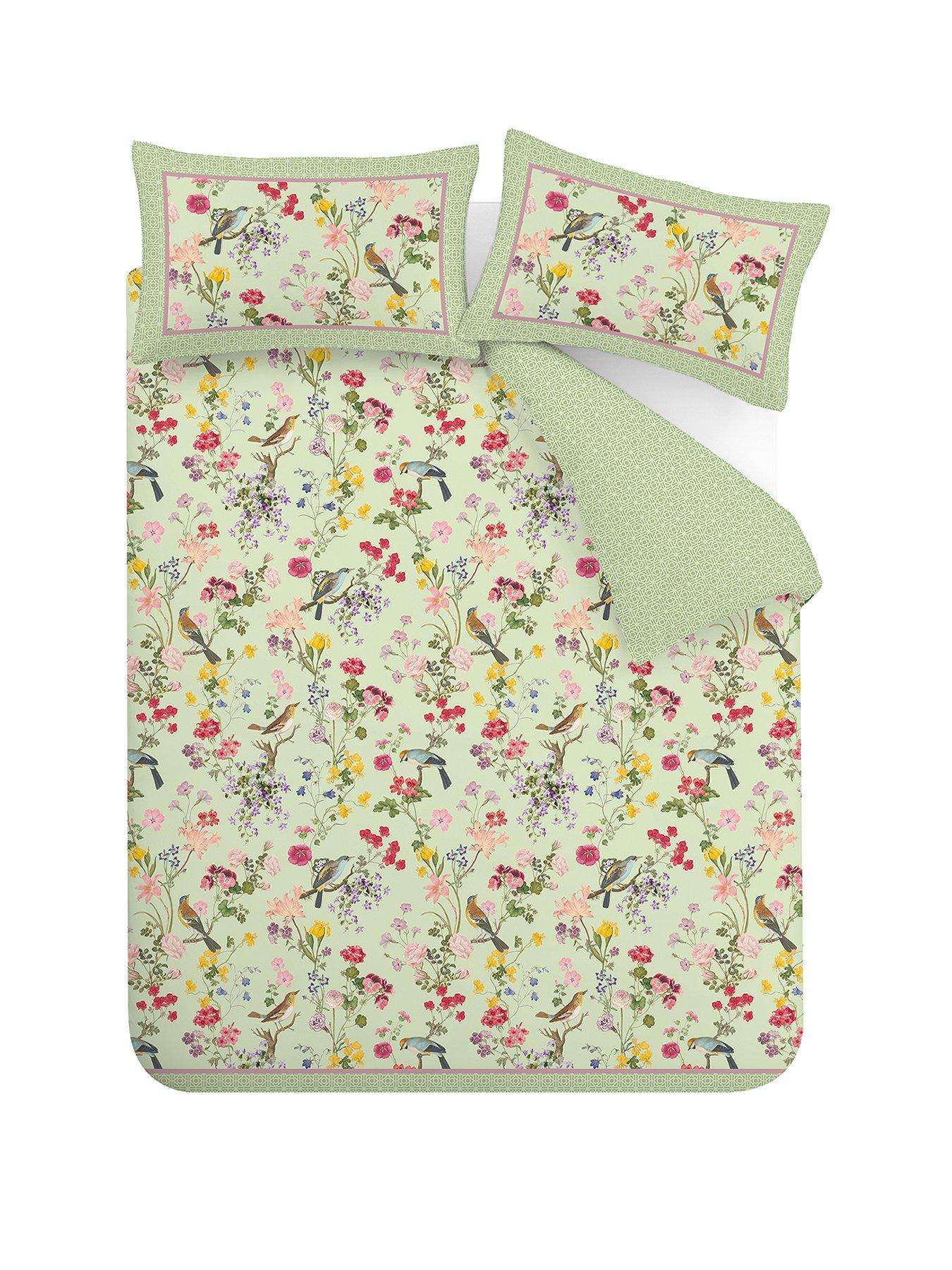 Image 2 of 7 of RHS X Catherine Lansfield Birds In Bloom Duvet Set Green