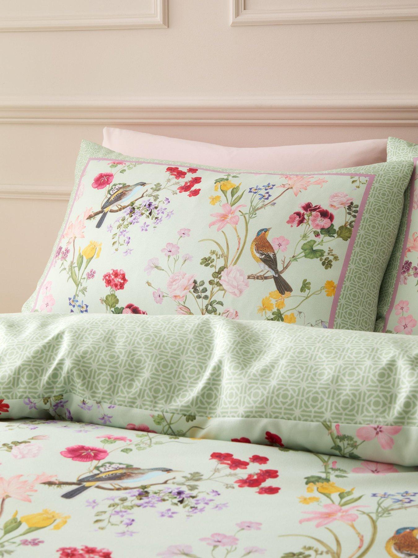 Image 5 of 7 of RHS X Catherine Lansfield Birds In Bloom Duvet Set Green