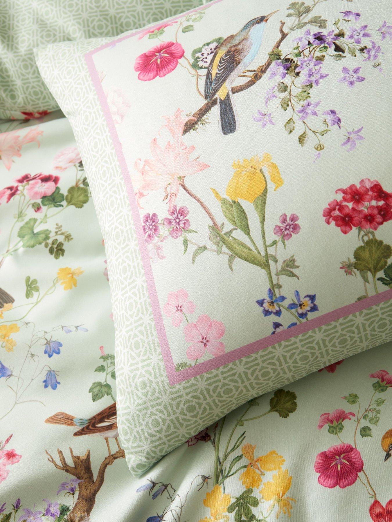 Image 6 of 7 of RHS X Catherine Lansfield Birds In Bloom Duvet Set Green