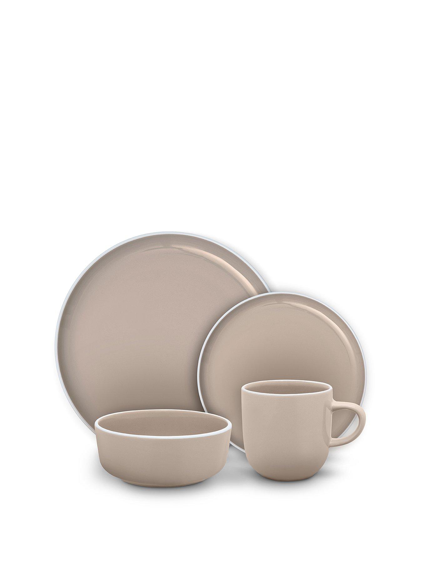 Barbary & Oak Nattura 16 Piece Dinnerware Set, Made From Premium Stoneware, Cashmere