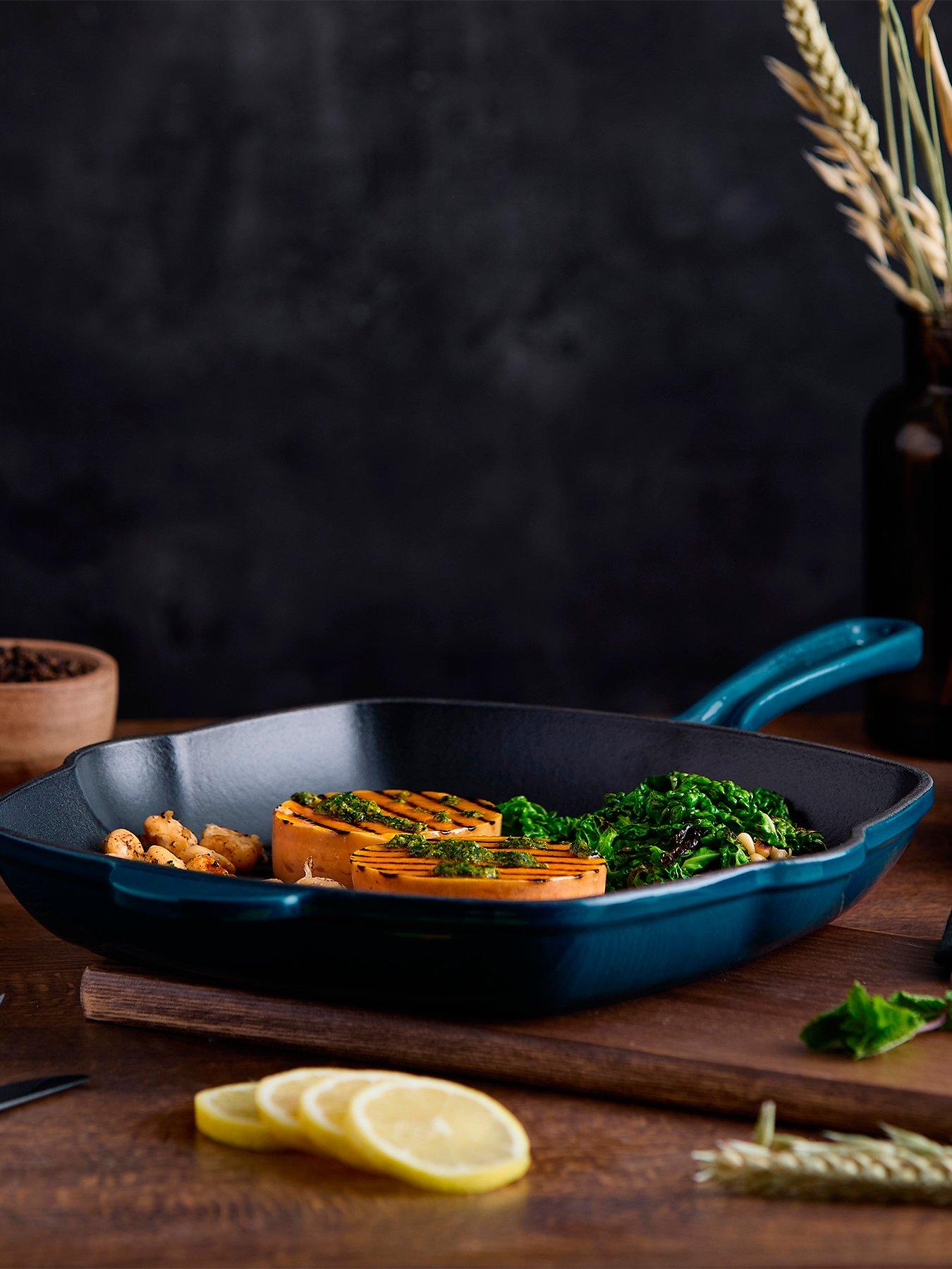 Barbary & Oak Nattura 28cm Cast Iron Grill Pan With Pour Spouts, Agave