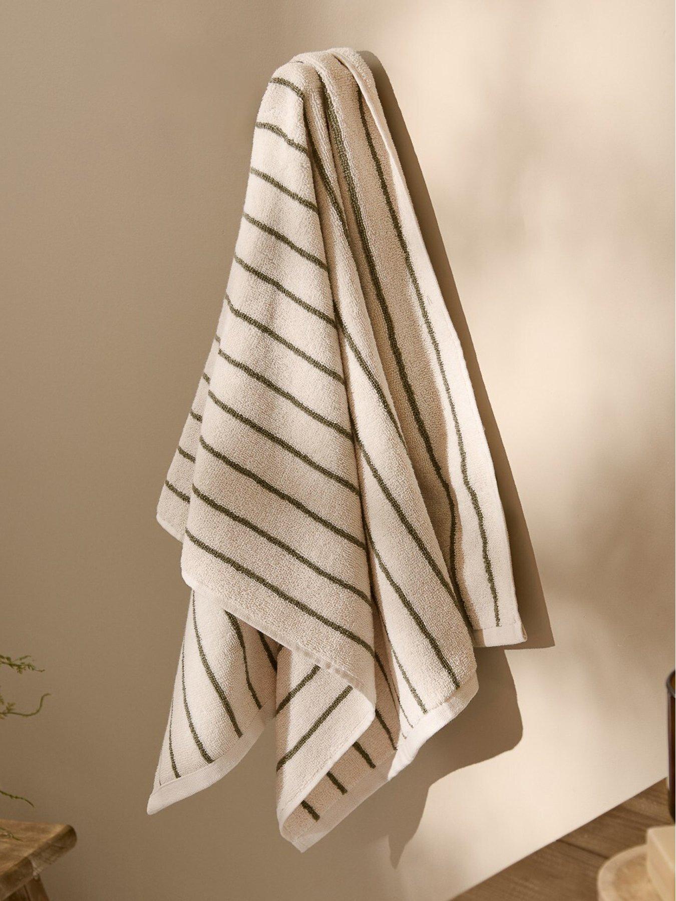 Image 1 of 5 of Yard HEBDEN NARROW STRIPE TOWEL COLLECTION OLIVE