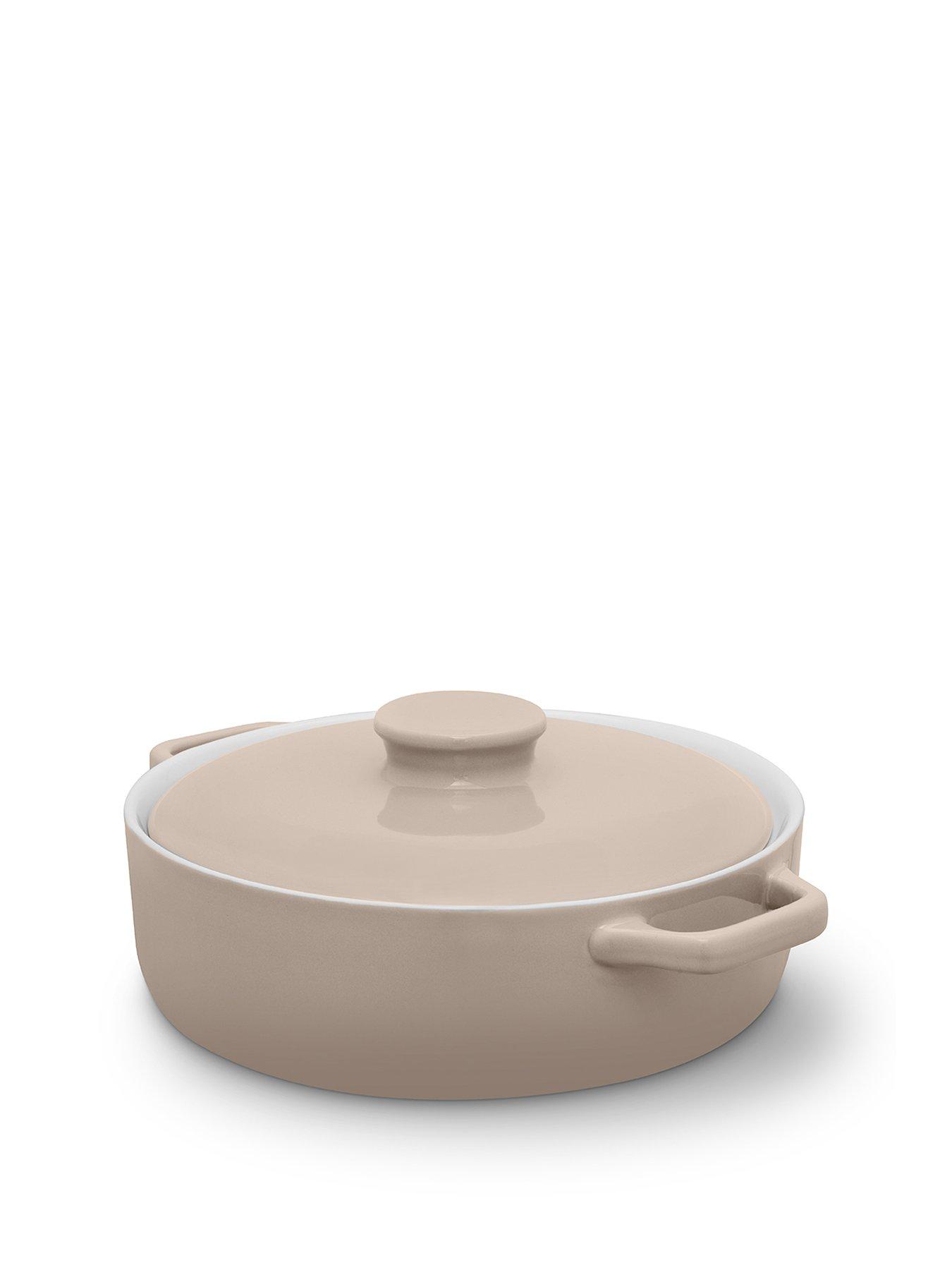 Barbary & Oak Nattura 23.5cm Shallow Casserole, Easy Grip Handles, Cashmere