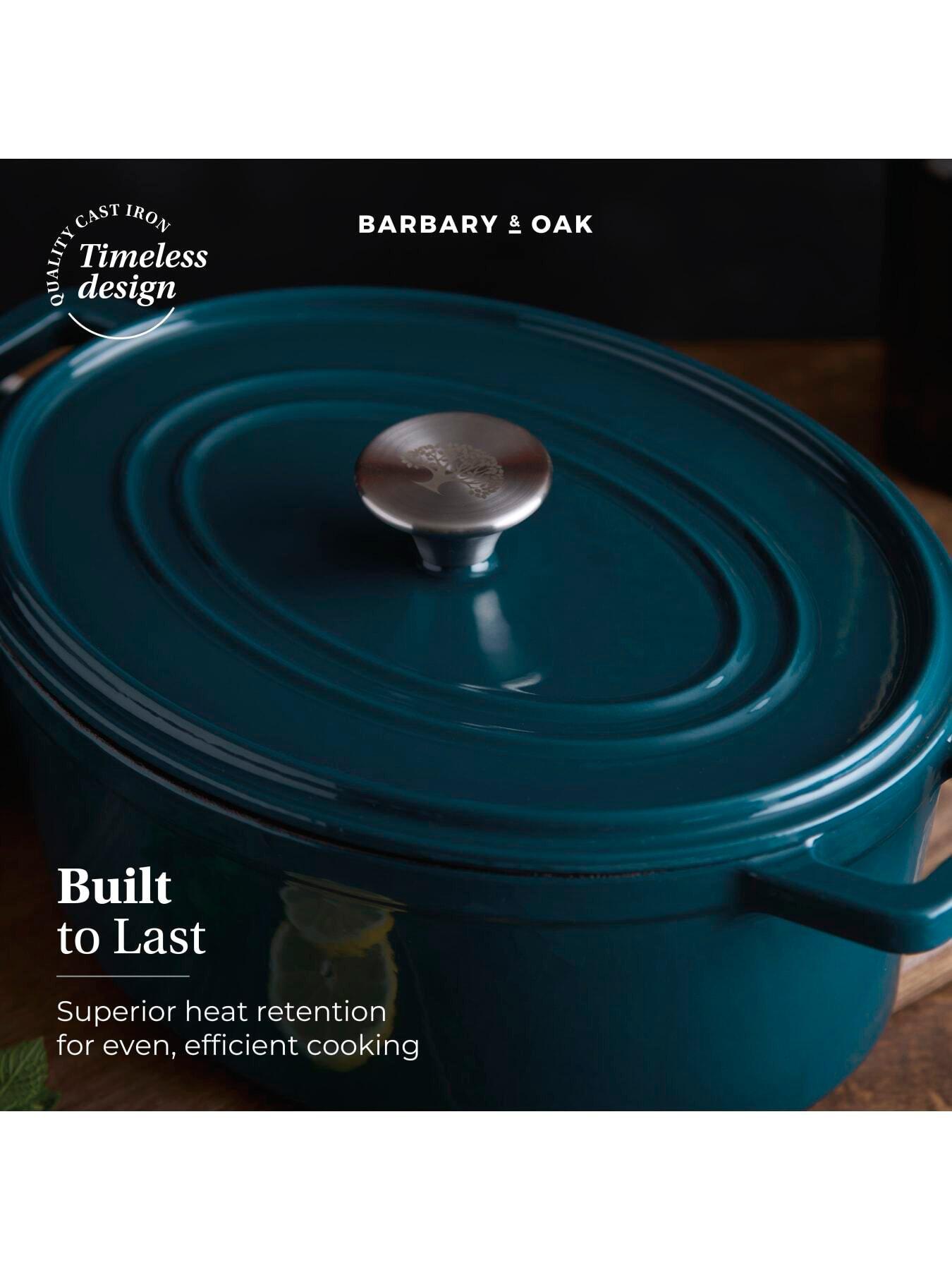 Image 2 of 6 of Barbary & Oak Nattura 29cm  Oval Cast Iron Casserole Pot With Lid, Agave