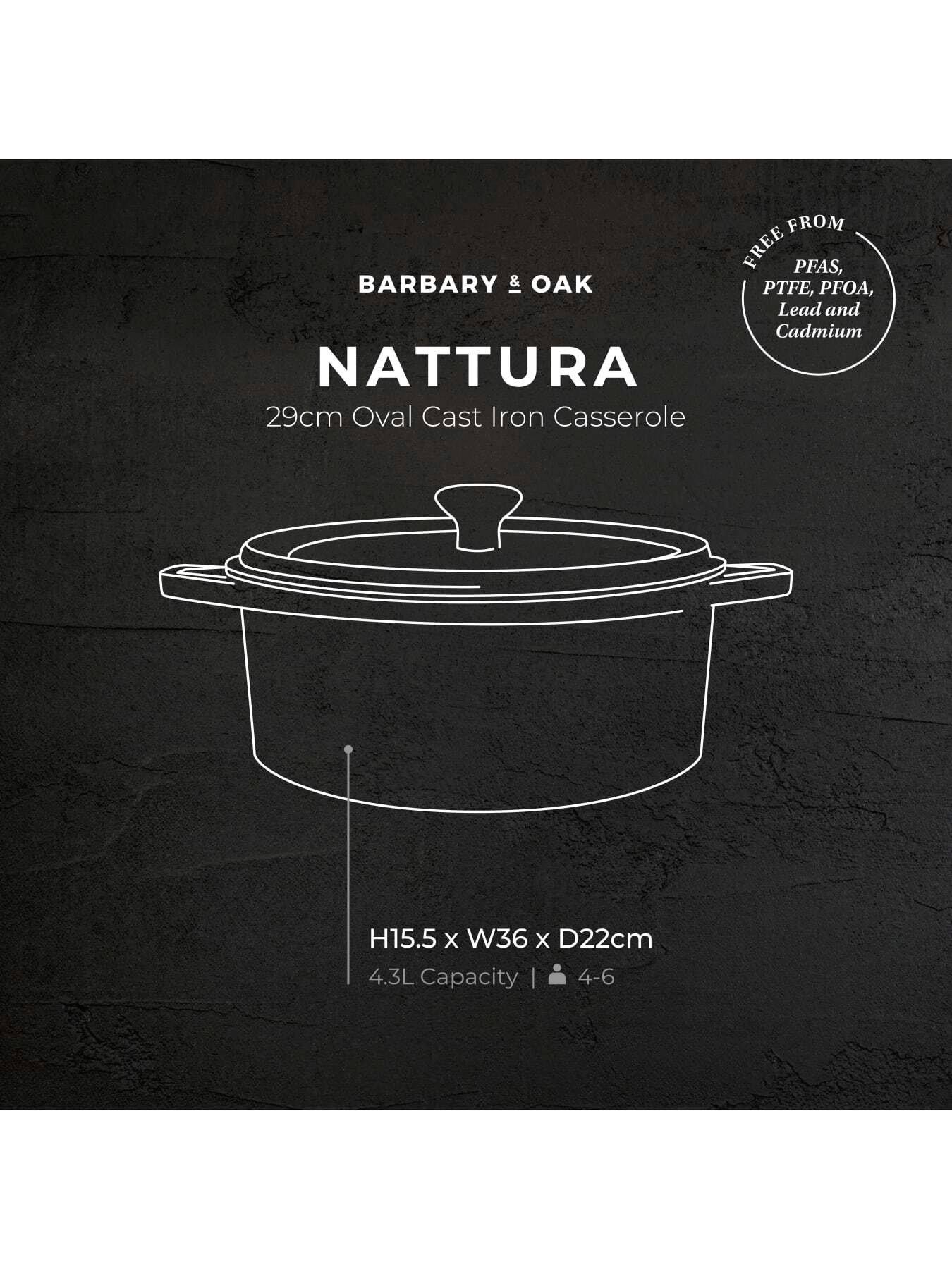 Image 5 of 6 of Barbary & Oak Nattura 29cm  Oval Cast Iron Casserole Pot With Lid, Agave