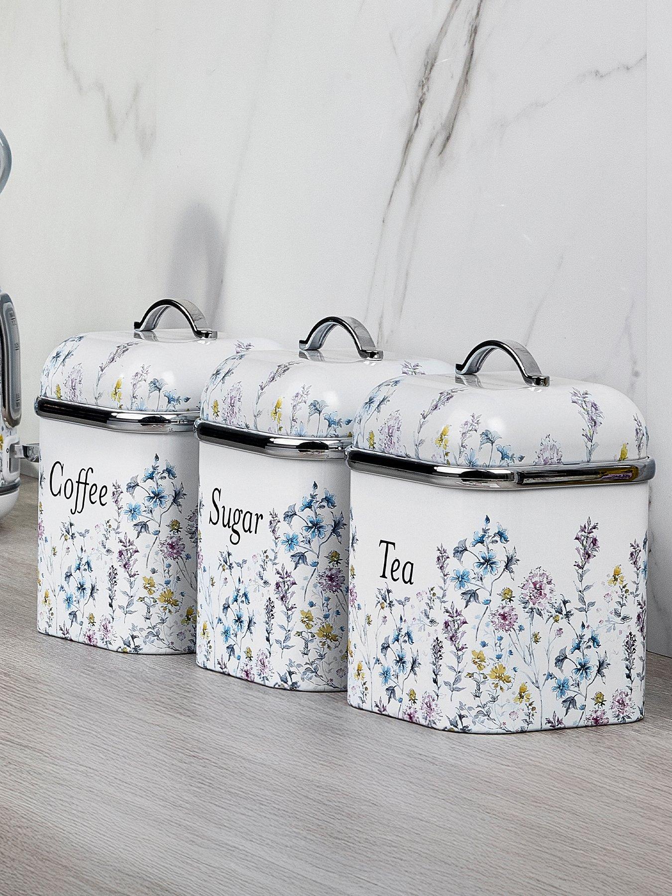 Image 1 of 7 of Laura Ashley Set Of 3 Storage Canisters With Removable Lids, Wild Meadow