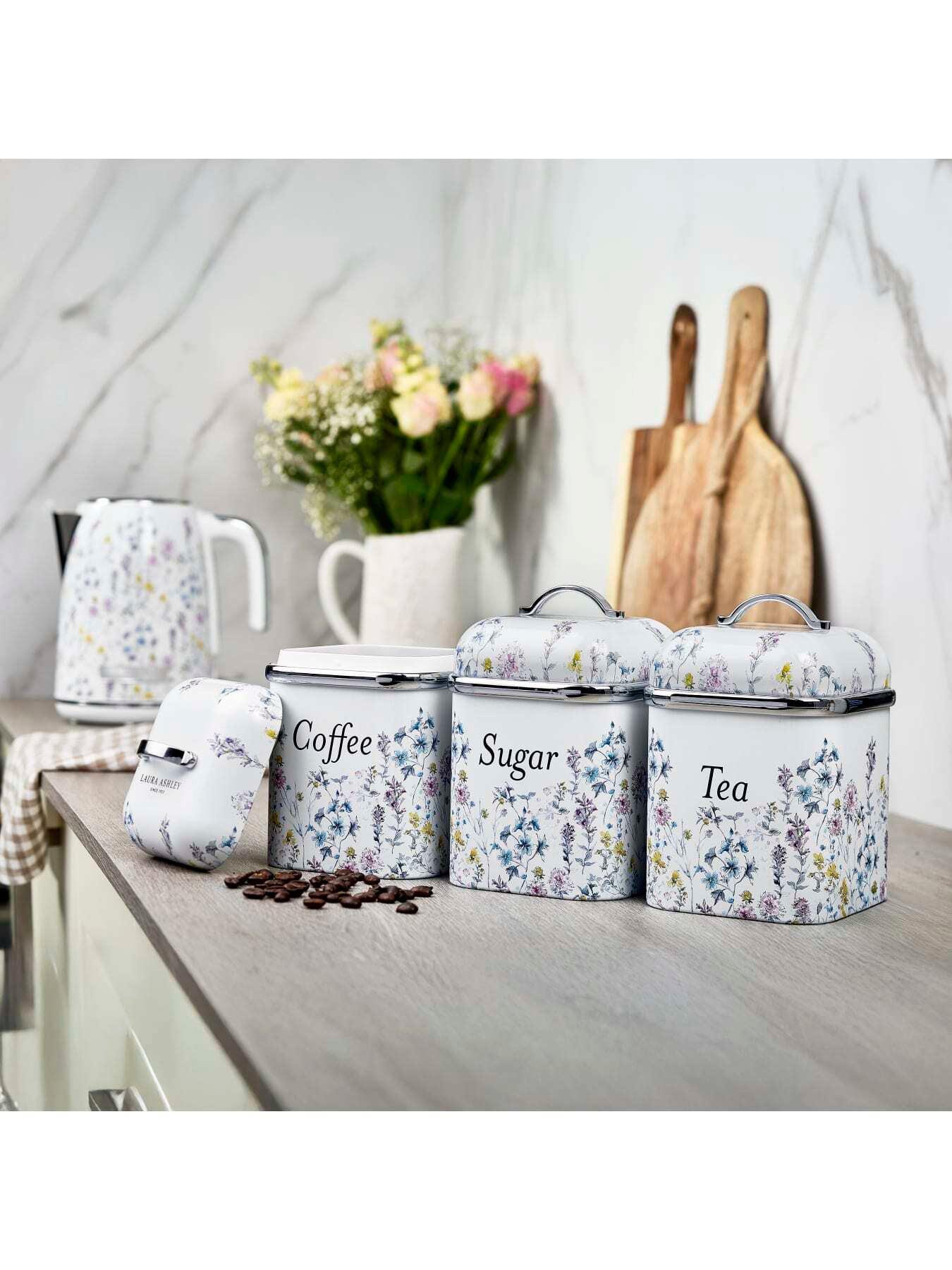 Image 6 of 7 of Laura Ashley Set Of 3 Storage Canisters With Removable Lids, Wild Meadow