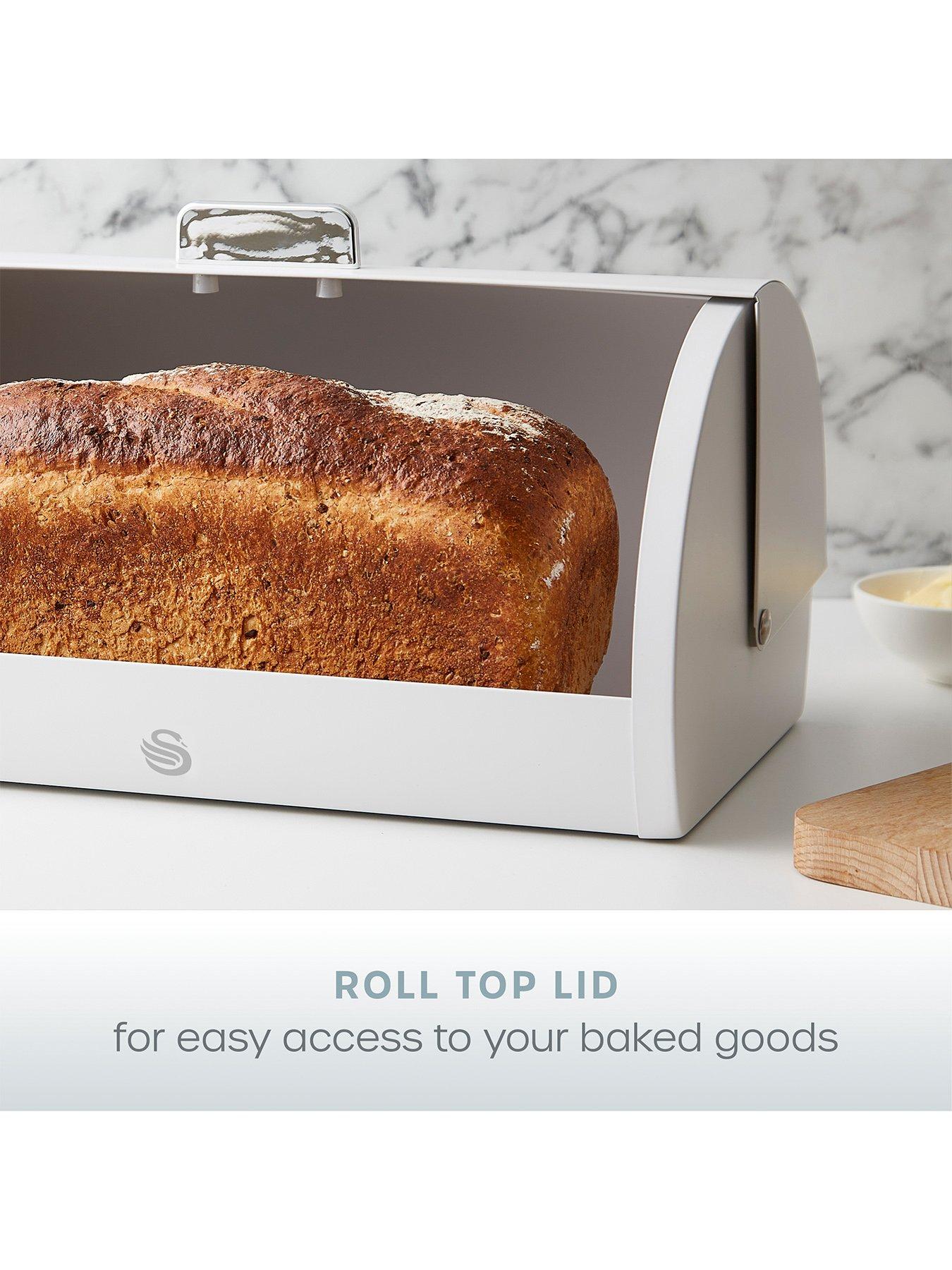 Image 3 of 6 of Swan Serenity 4 Piece Roll Top Bread Bin And Canister Set, Not Slip, White
