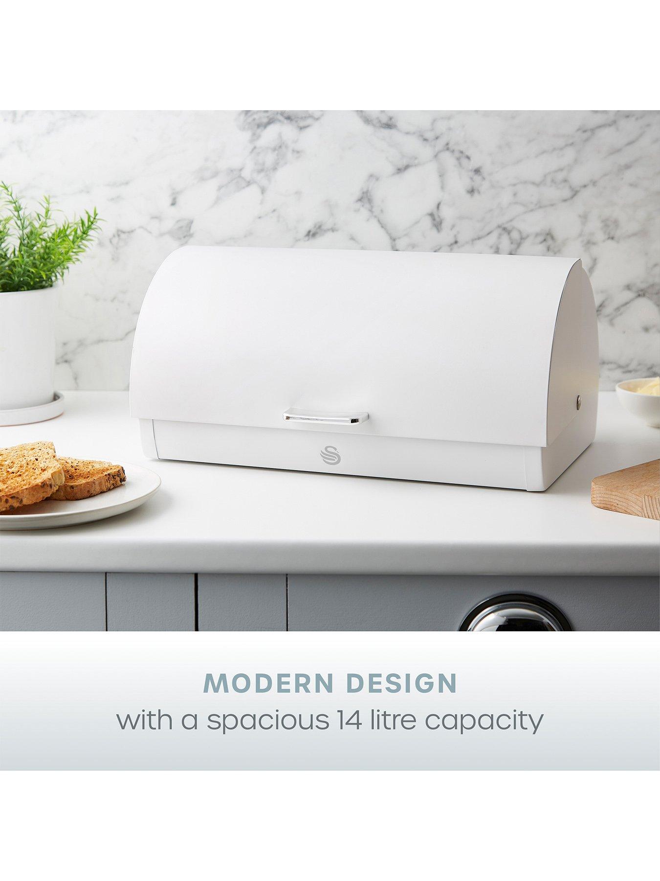 Image 5 of 6 of Swan Serenity 4 Piece Roll Top Bread Bin And Canister Set, Not Slip, White