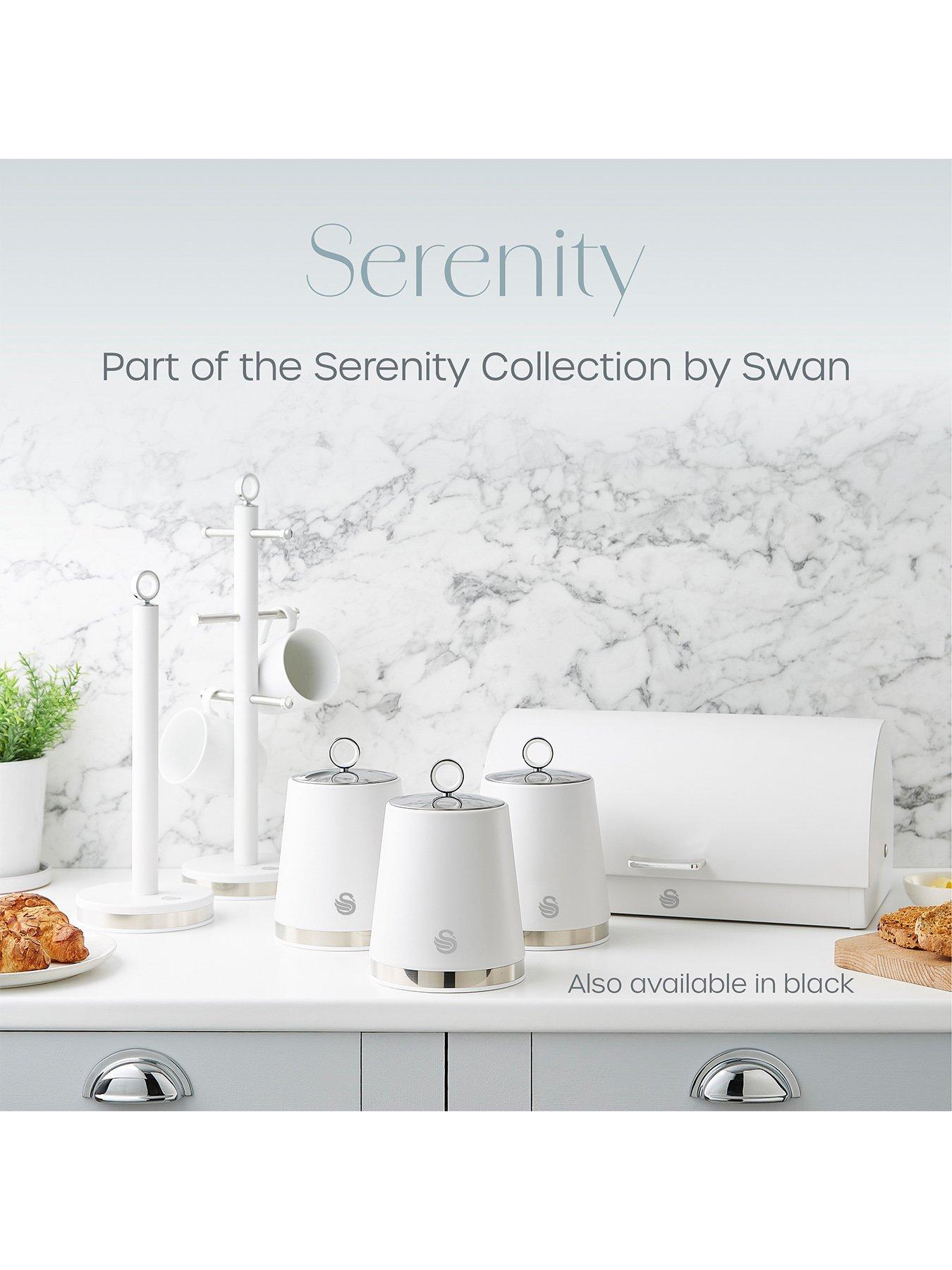 Image 6 of 6 of Swan Serenity 4 Piece Roll Top Bread Bin And Canister Set, Not Slip, White