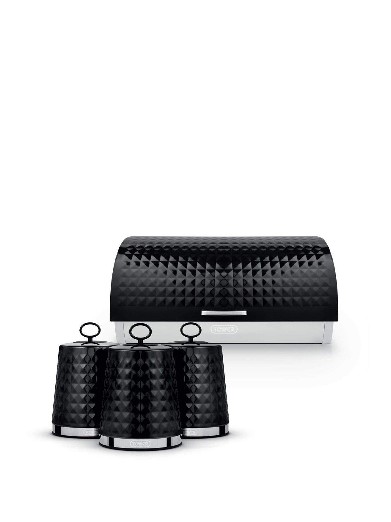 tower-solitaire-4-piece-bread-bin-and-canister-set-black