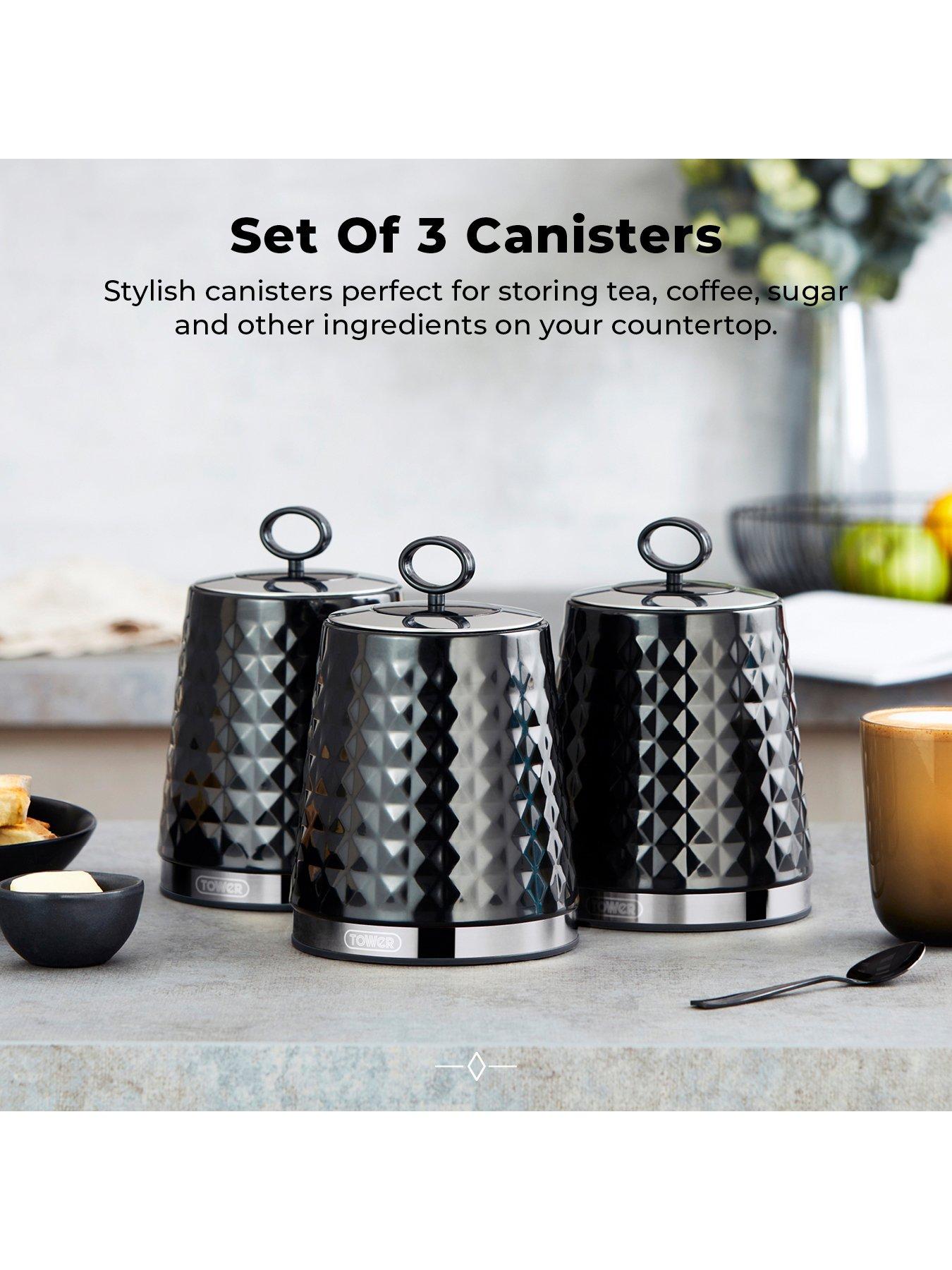 Image 2 of 6 of Tower Solitaire 4 Piece Bread Bin And Canister Set, Black
