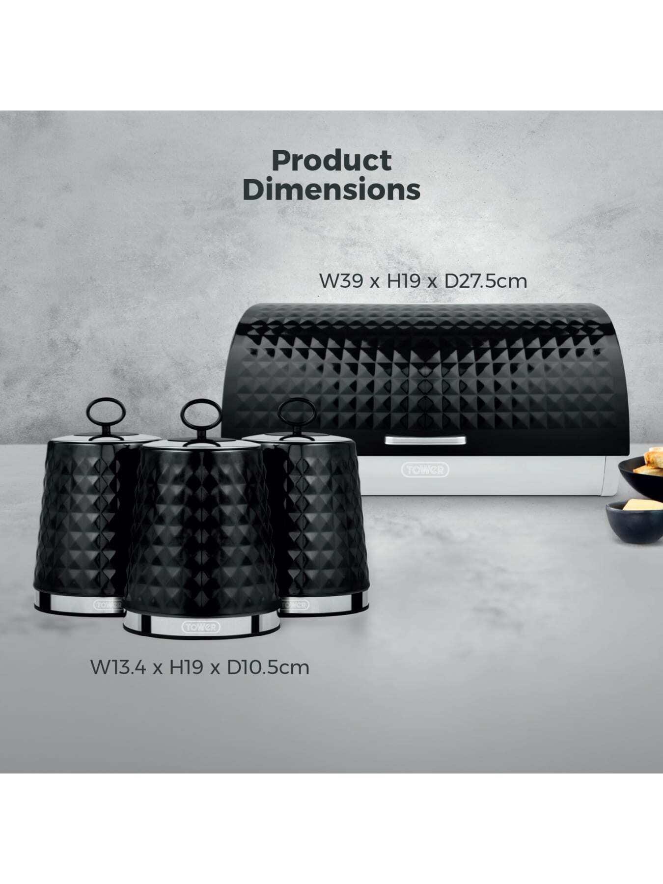 Image 5 of 6 of Tower Solitaire 4 Piece Bread Bin And Canister Set, Black