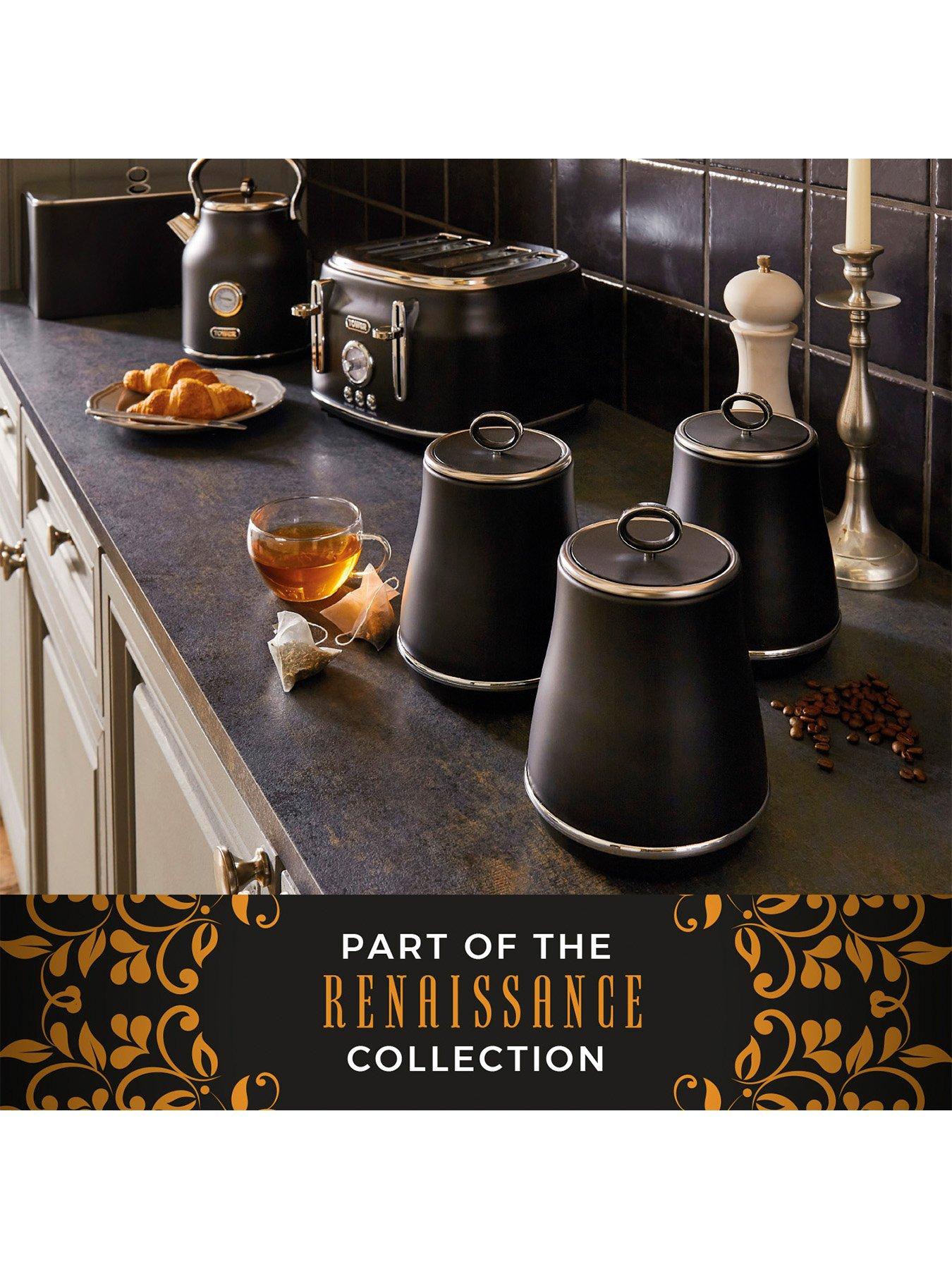 Image 4 of 6 of Tower Renaissance 4 Piece Bread Bin And Canister Set, Black