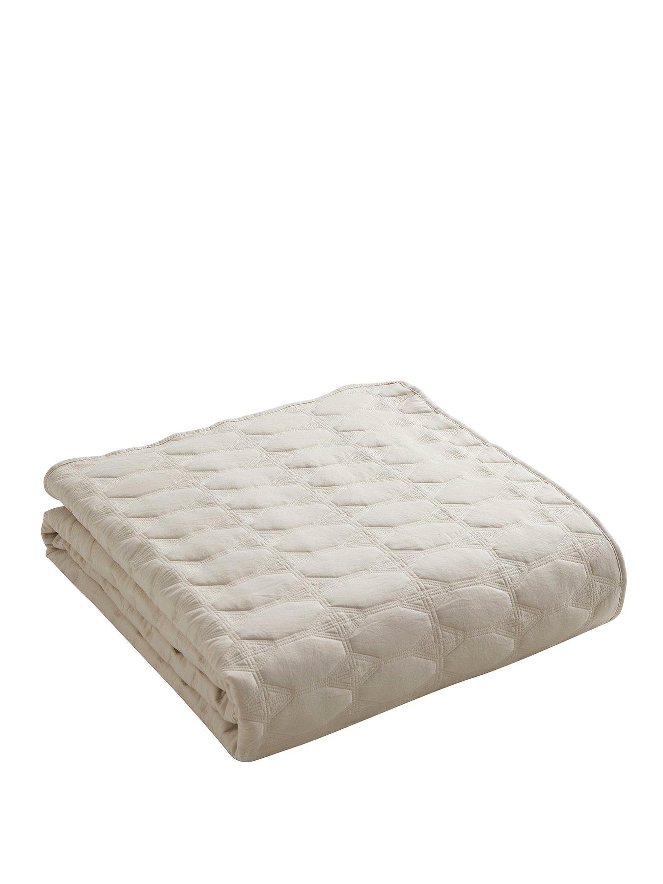 Image 2 of 3 of Dusk Charlotte Geometric Embroidered Bedspread 2.5m X 2.6m - Natural