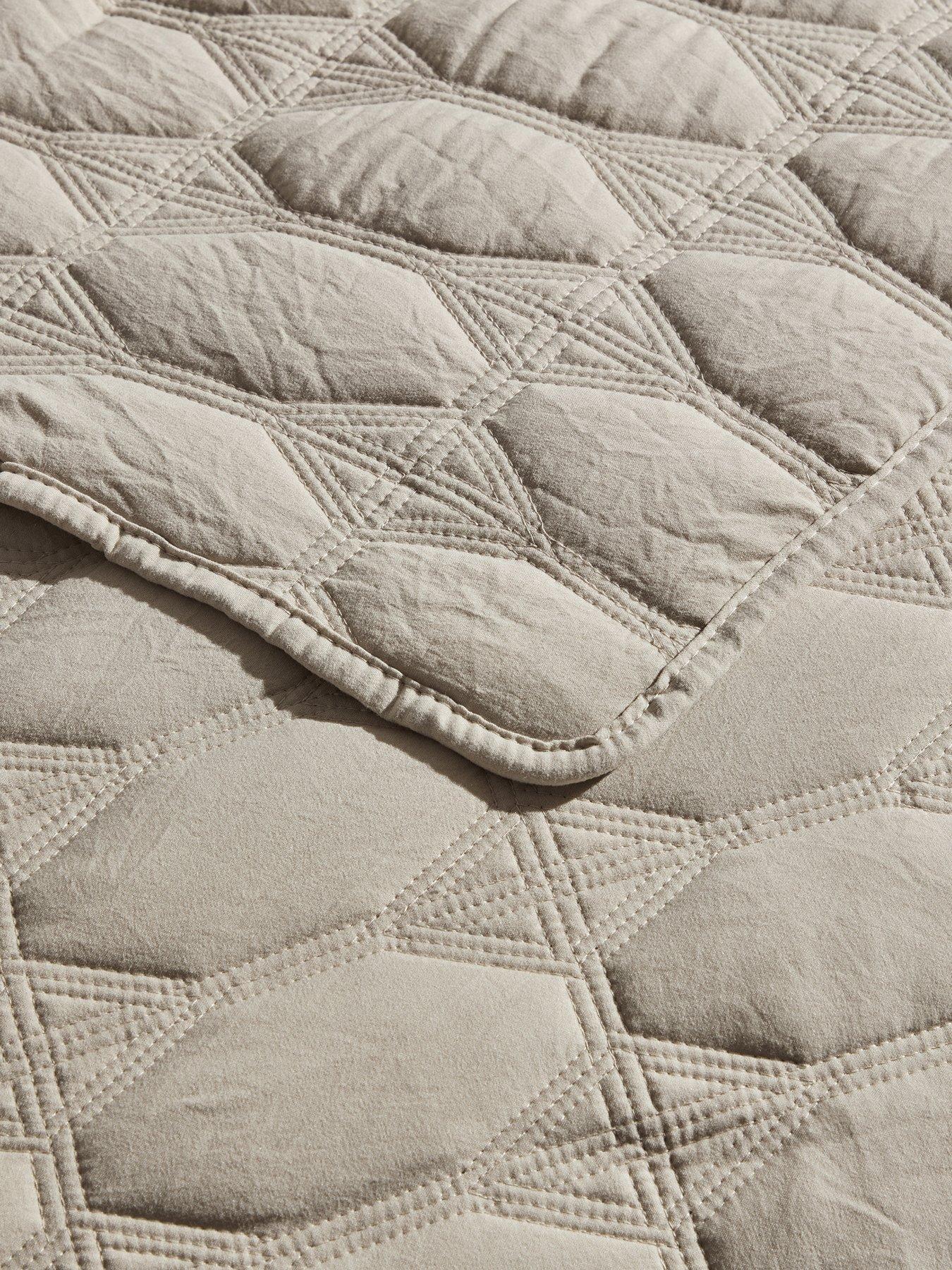 Image 3 of 3 of Dusk Charlotte Geometric Embroidered Bedspread 2.5m X 2.6m - Natural