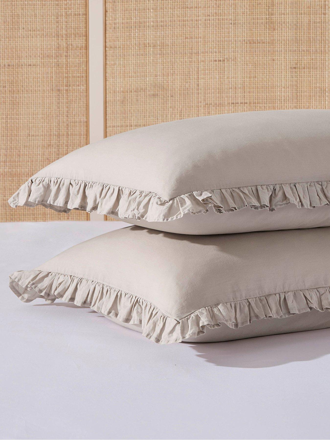Image 1 of 3 of Dusk Pair Of Marion Ruffle Edge Oxford Pillowcases - Washed Cotton - Sand