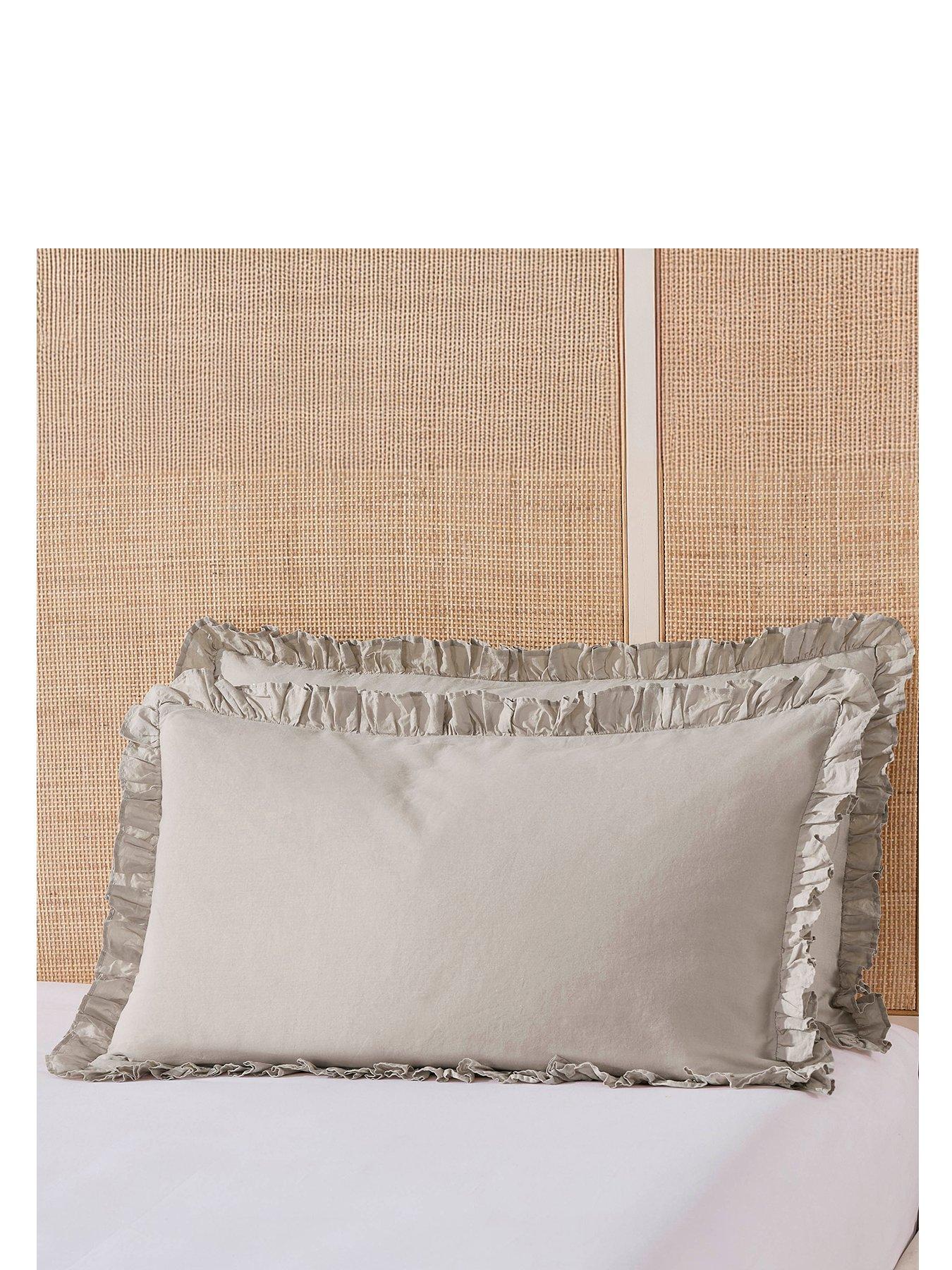 Image 2 of 3 of Dusk Pair Of Marion Ruffle Edge Oxford Pillowcases - Washed Cotton - Sand