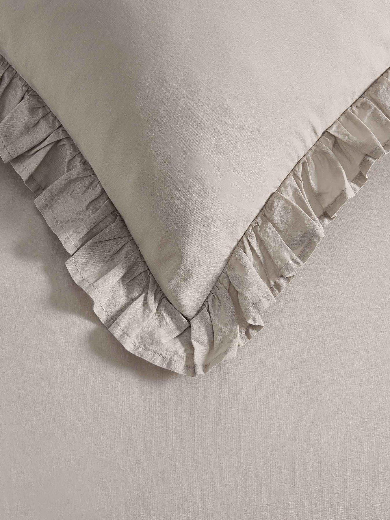 Image 3 of 3 of Dusk Pair Of Marion Ruffle Edge Oxford Pillowcases - Washed Cotton - Sand