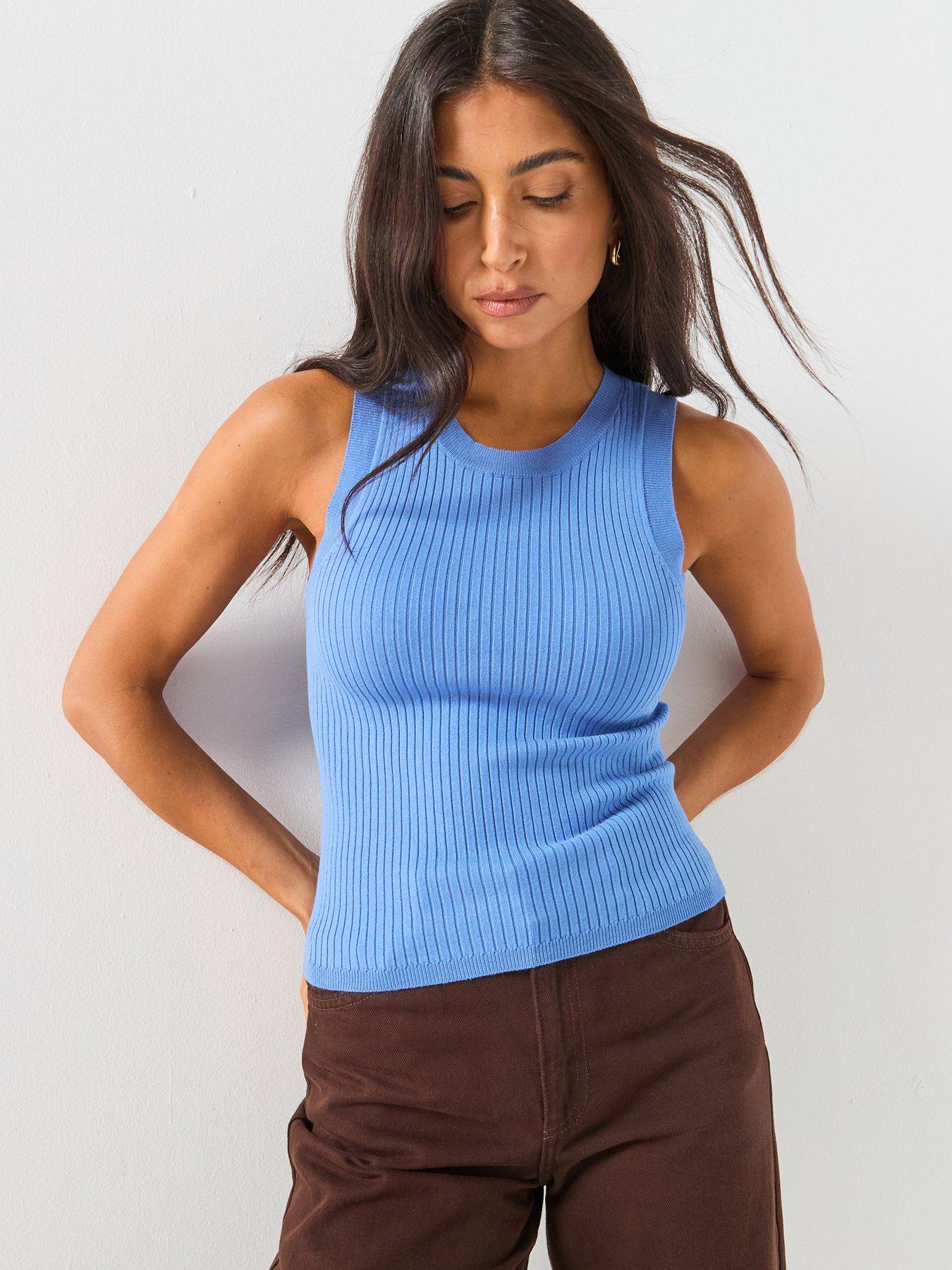 jdy-jdyaya-ribbed-knit-tank-top-bluefront