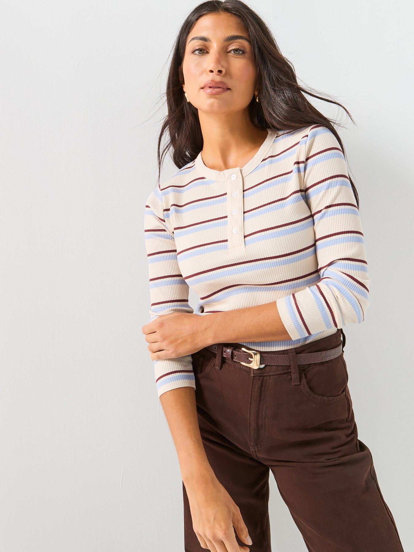 vero-moda-vmkatie-long-sleeve-o-neck-top-brownblue