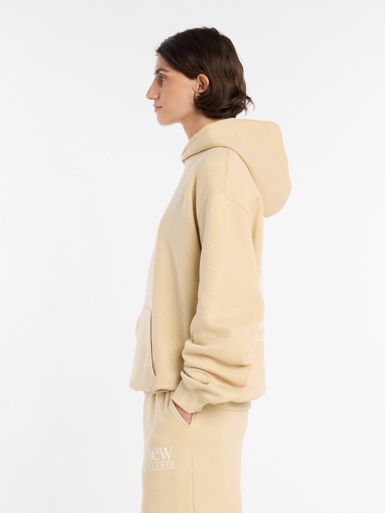 Image 4 of 7 of New Balance Womens Reimagined Fleece Long Length Hoodie - Beige