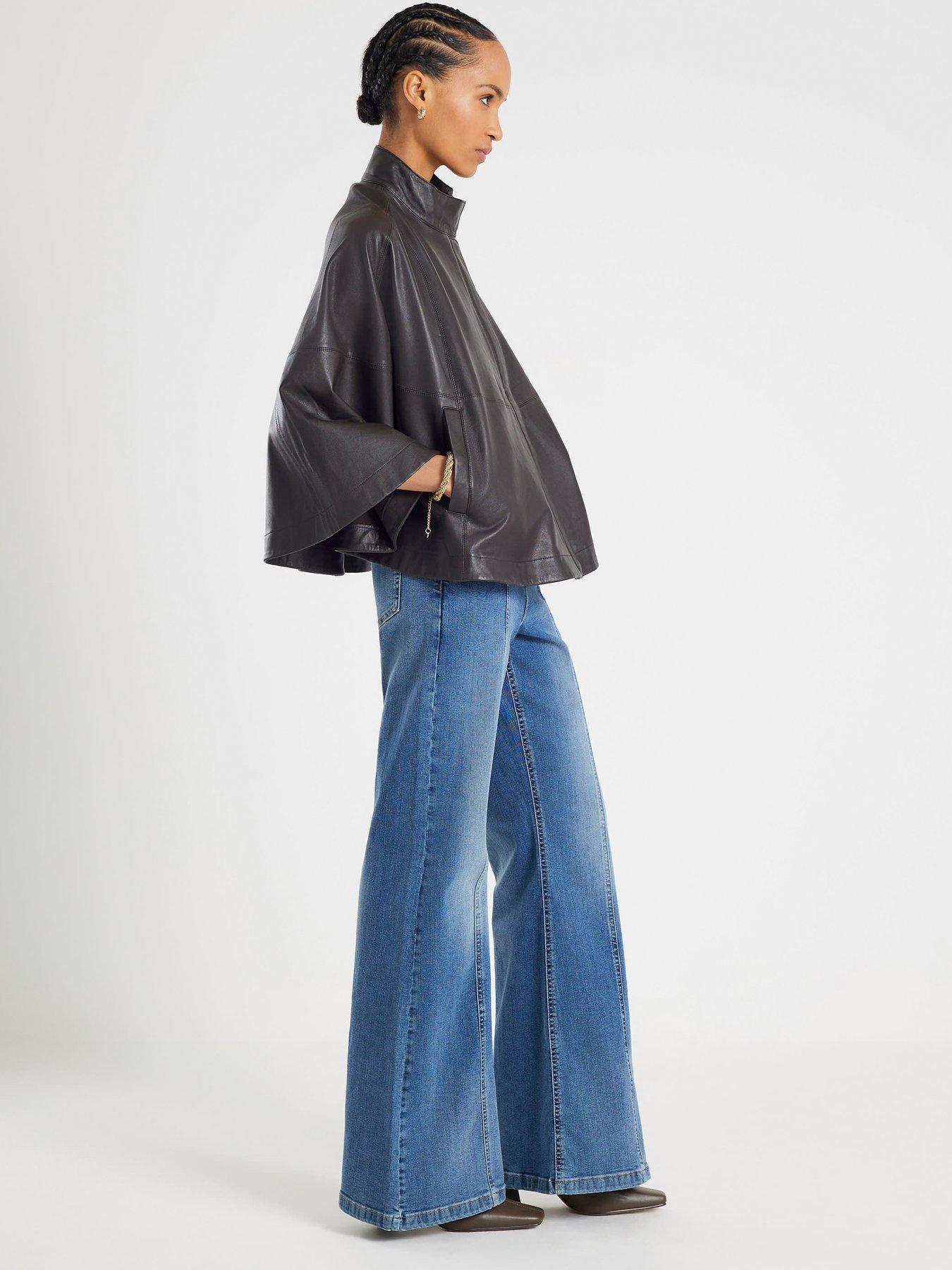 Image 3 of 4 of River Island Silas High Rise Wide Leg Snaffle Detail Jeans- Blue