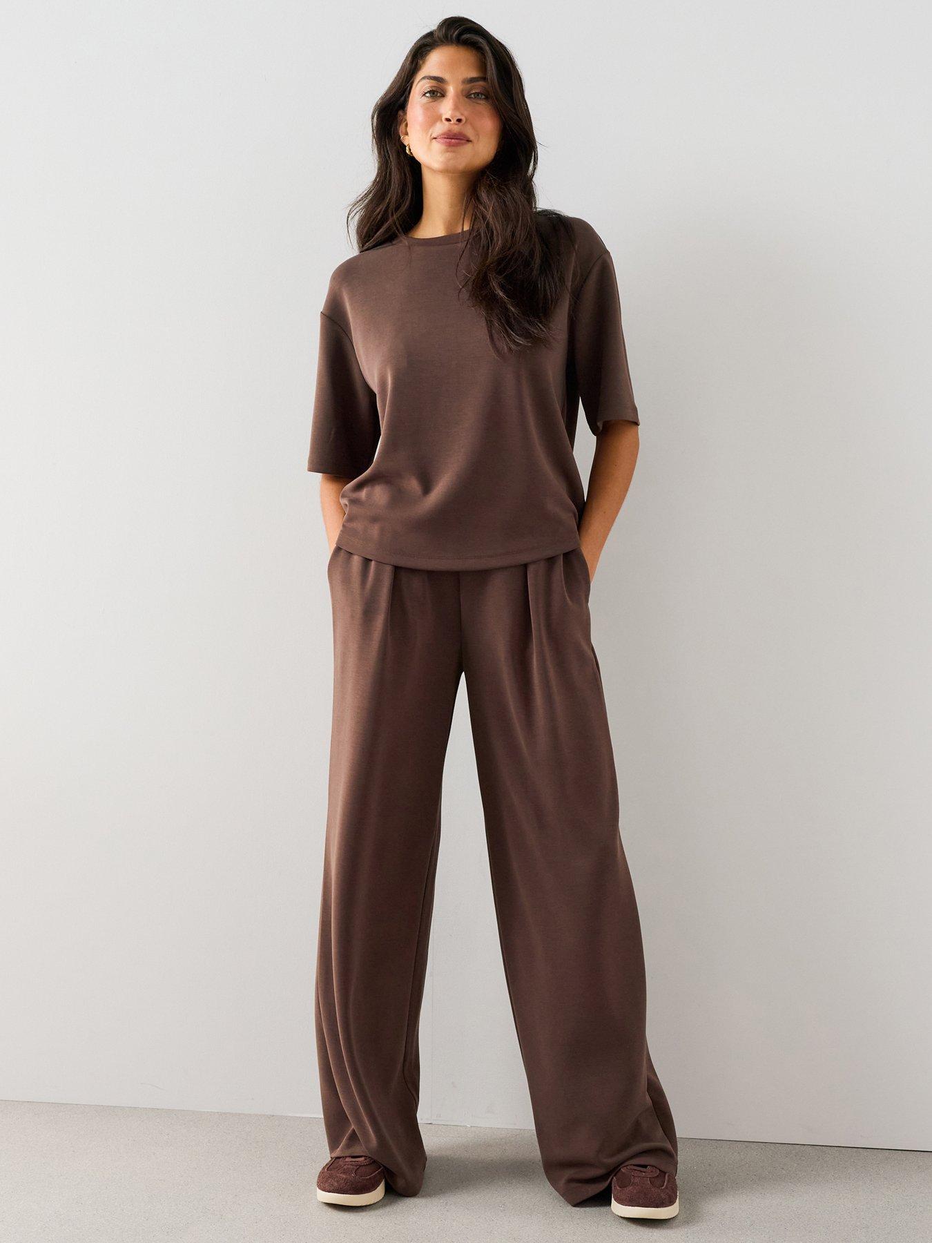 The Very Collection Modal Wide Leg Trouser Co-Ord - Brown