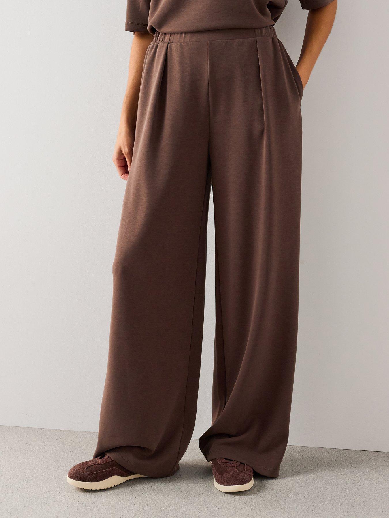 Image 3 of 7 of The Very Collection Modal Wide Leg Trouser Co-Ord - Brown