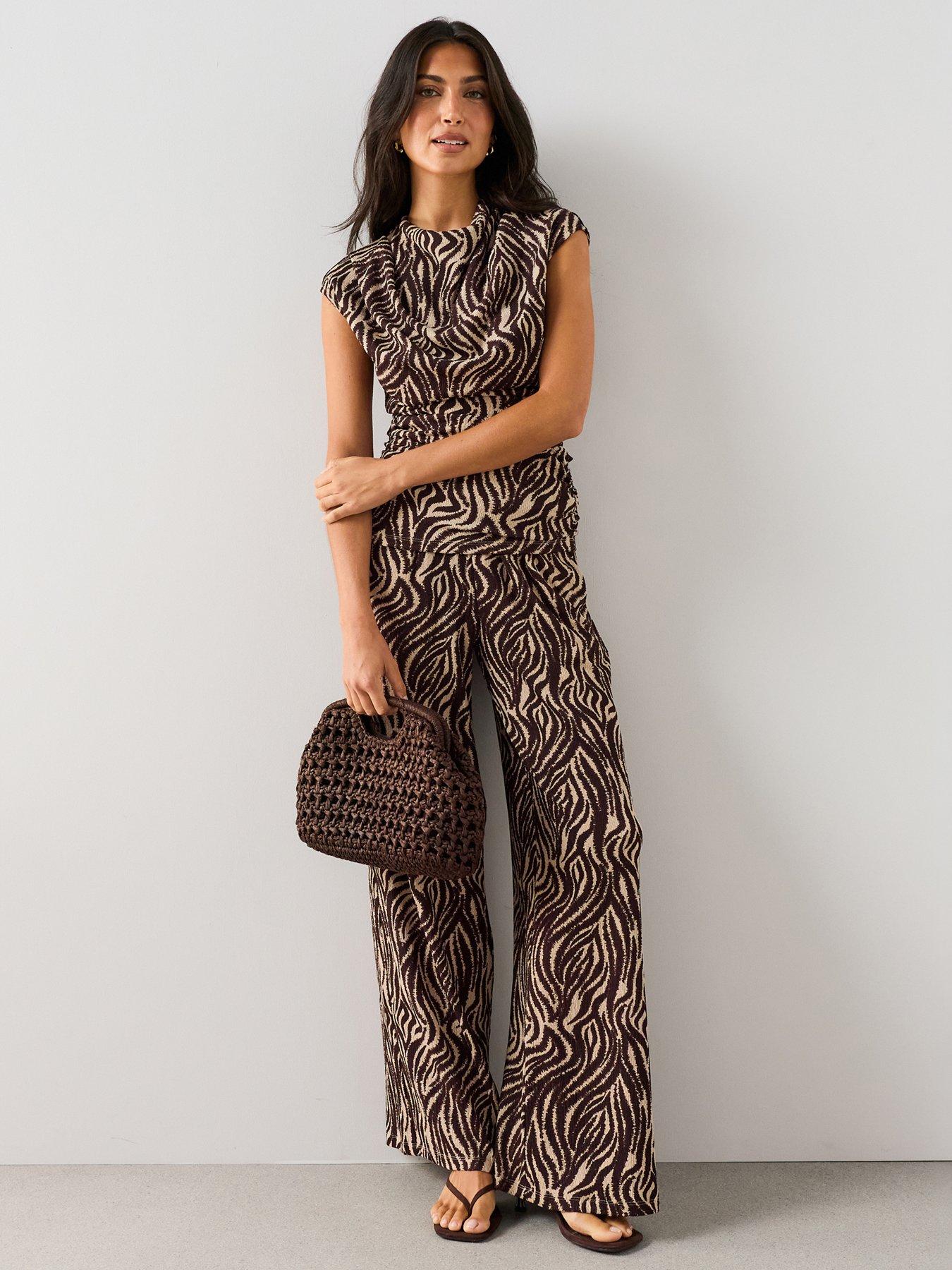 Image 1 of 7 of The Very Collection Printed Stretch Wide Leg Trouser