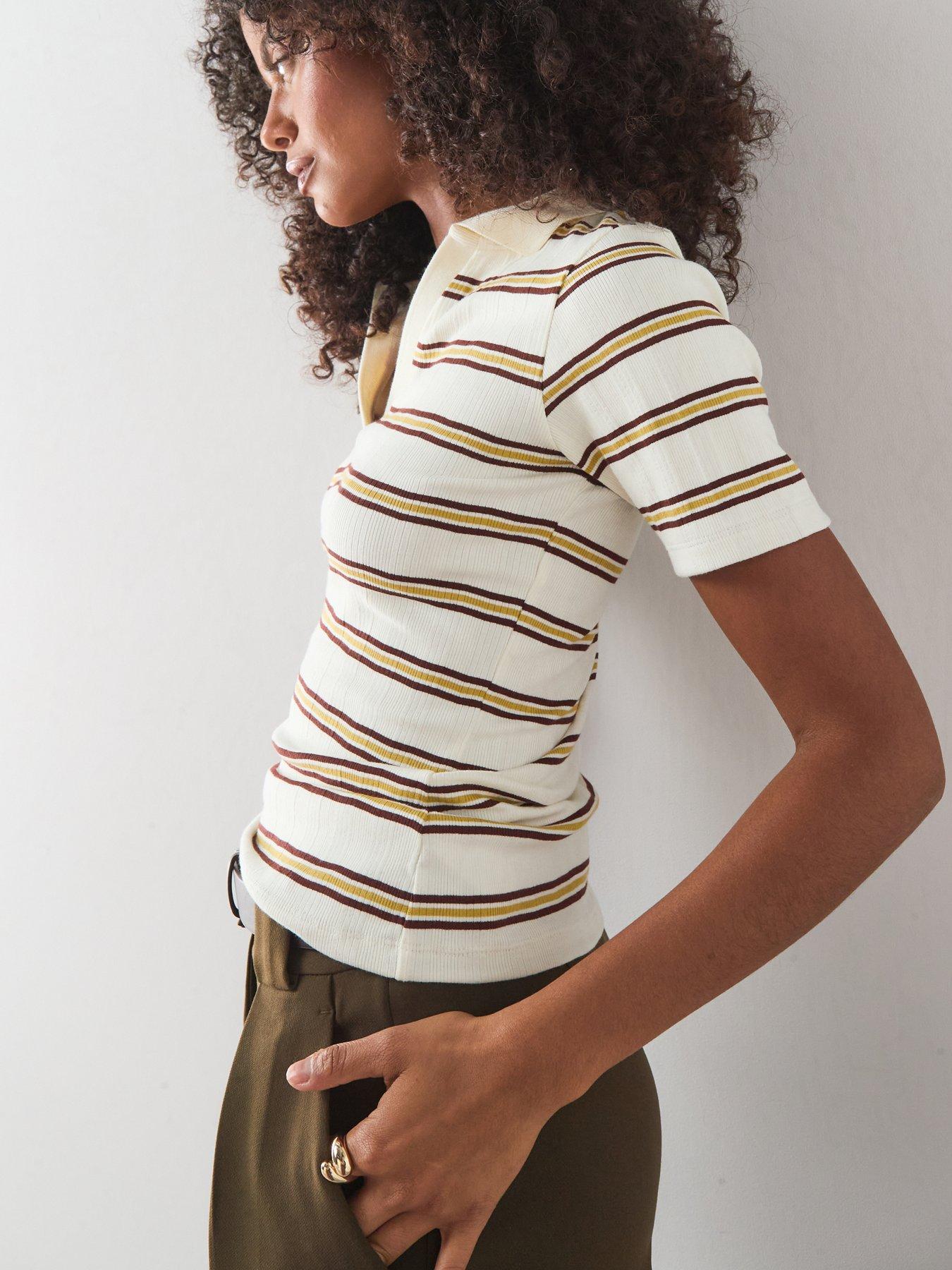 Image 5 of 7 of The Very Collection Stripe Ribbed Polo Top - Multi
