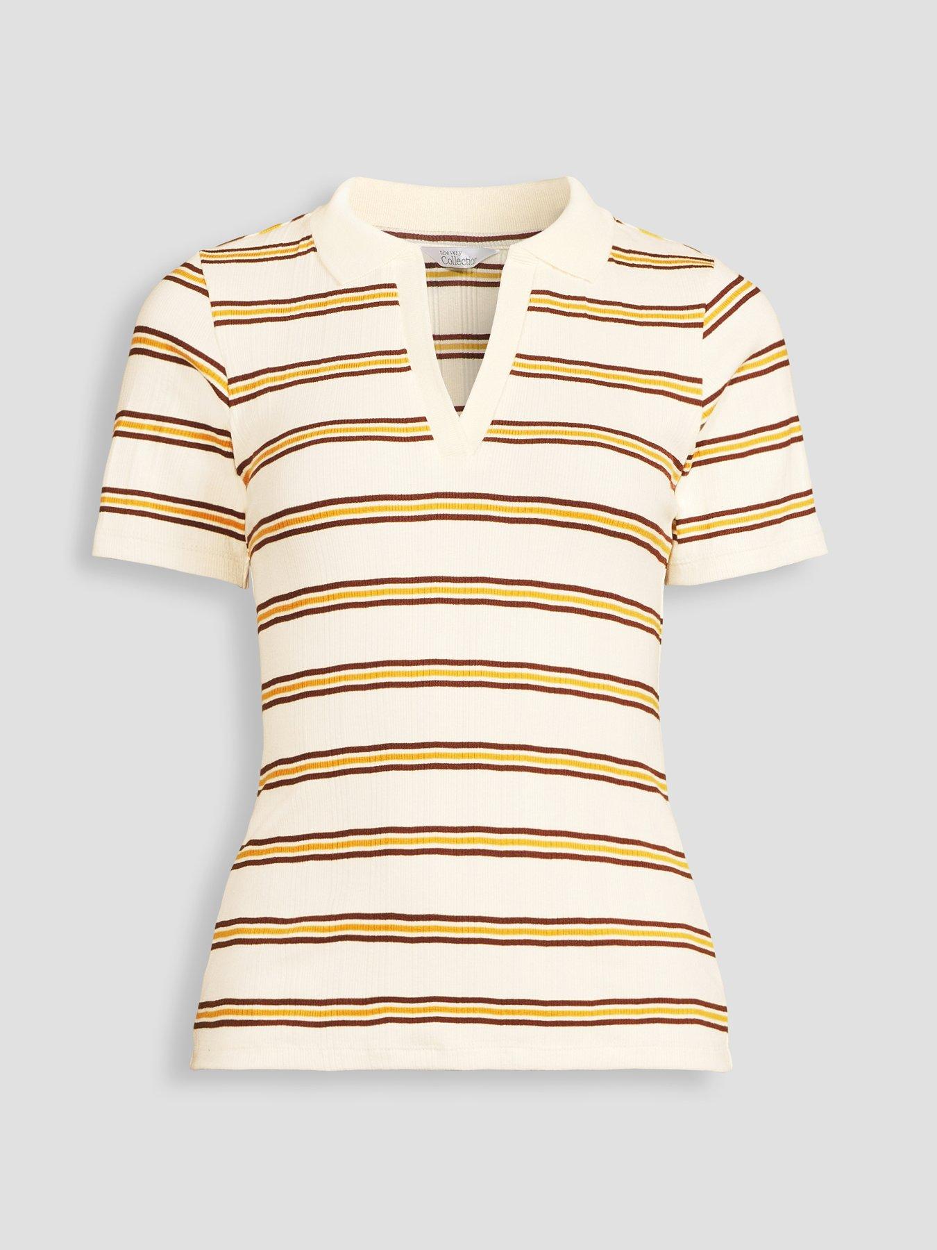 Image 7 of 7 of The Very Collection Stripe Ribbed Polo Top - Multi