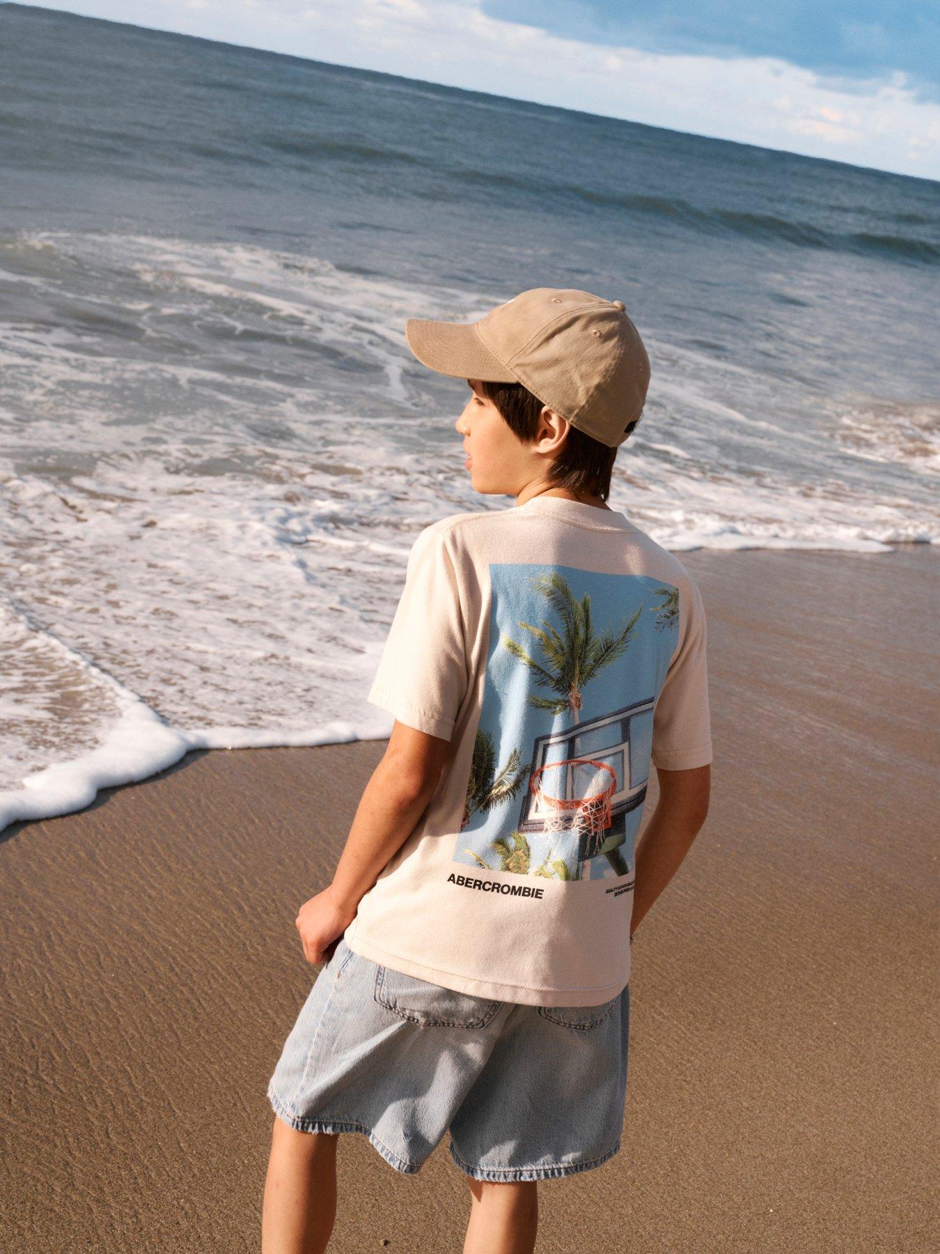 Abercrombie & Fitch Boys Back Shot Short Sleeve T-Shirt - Beige