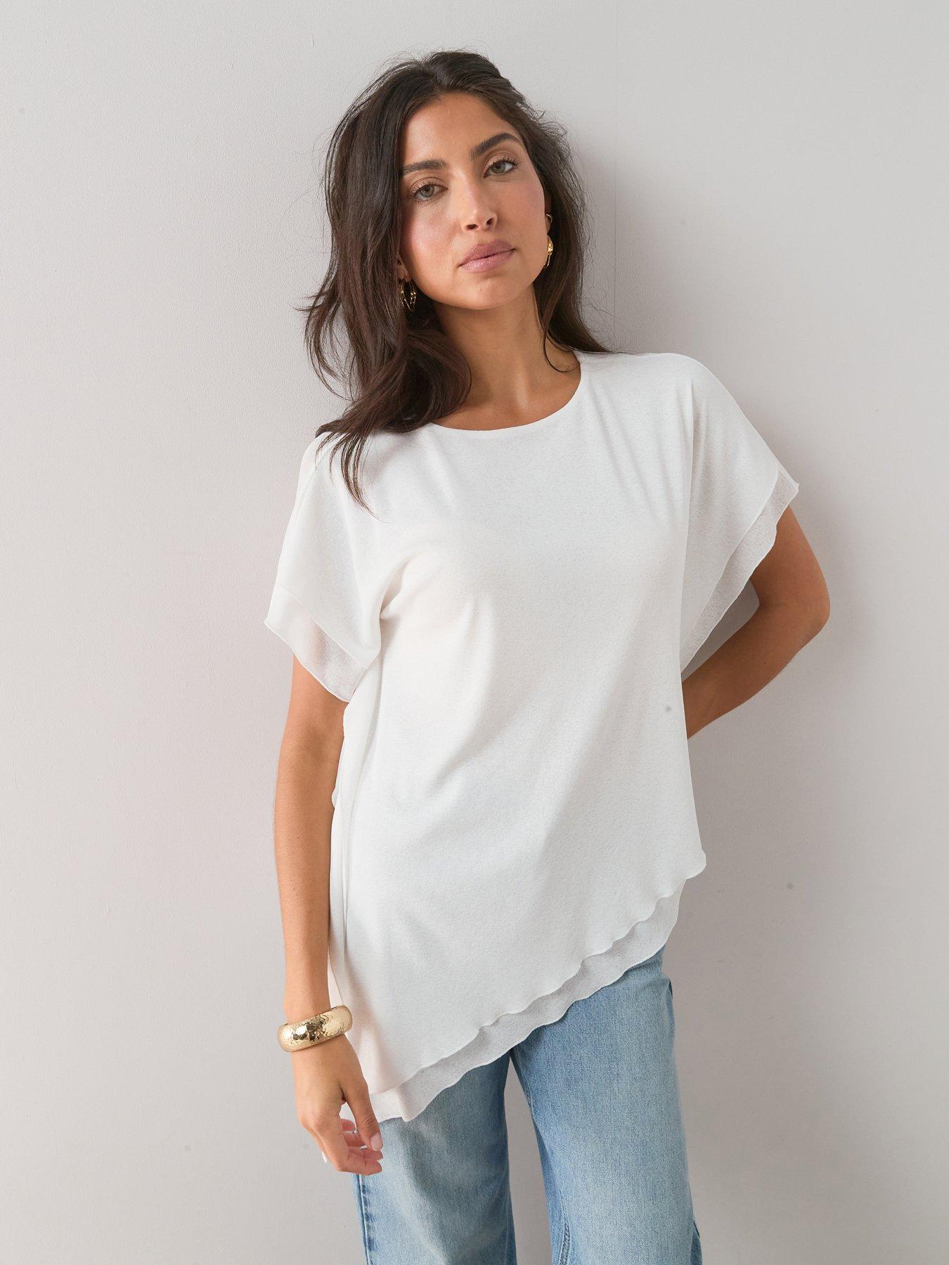 Image 4 of 7 of The Very Collection Asymmetric Draped Top- White
