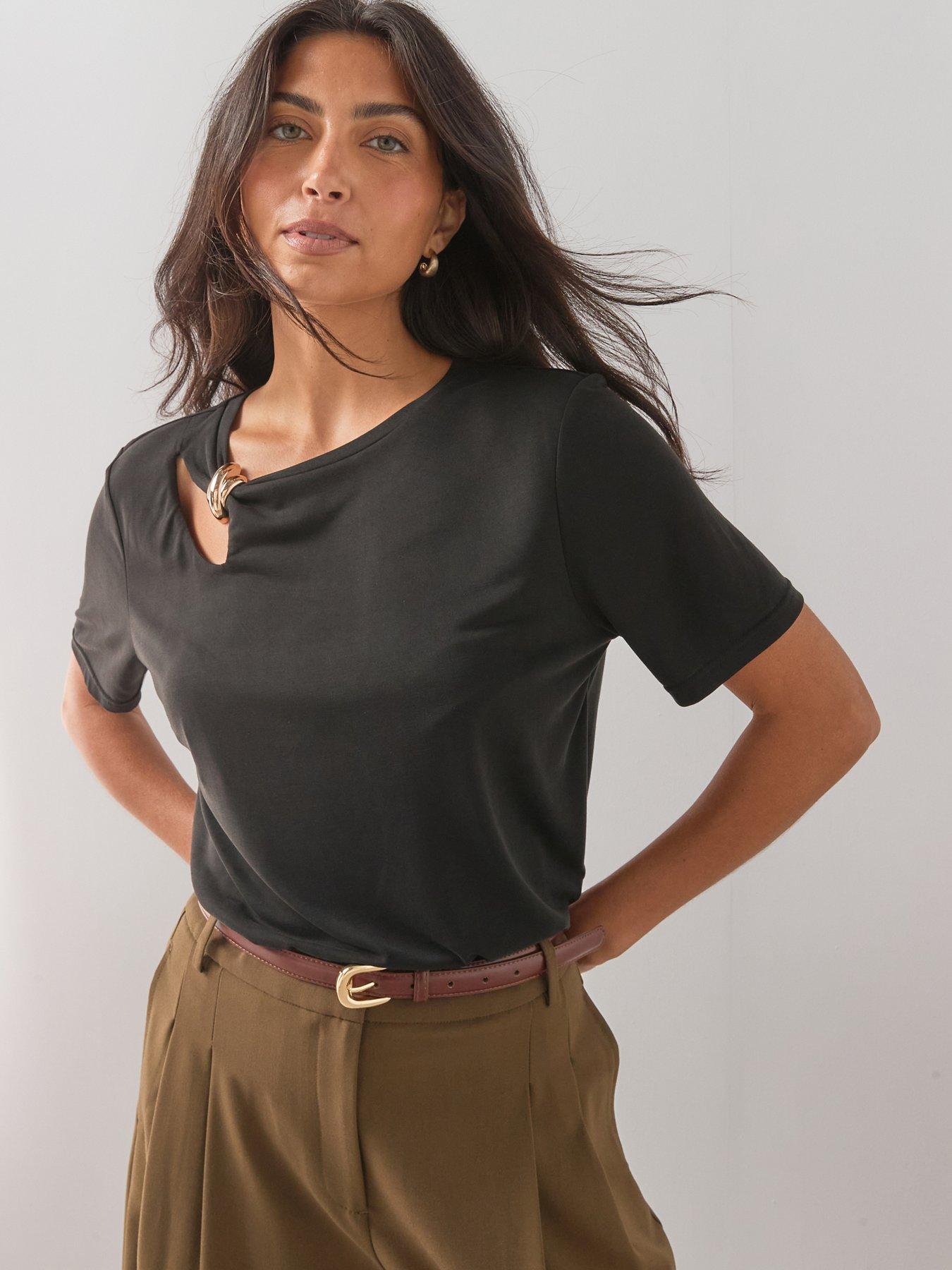 The Very Collection Gold Trim T-Shirt - Black