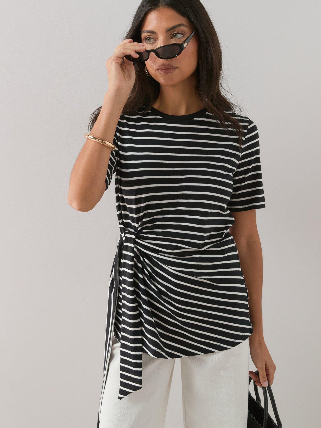 Image 1 of 7 of The Very Collection Knot Front Stripe Top