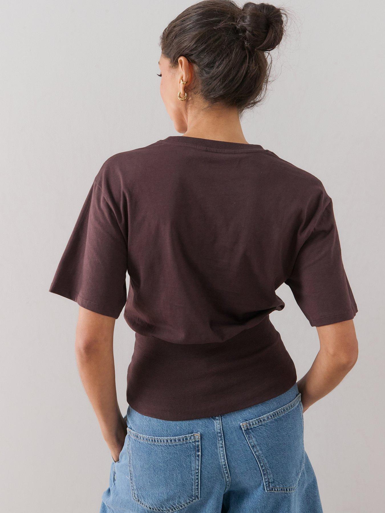 Image 2 of 7 of The Very Collection Rib Waistband Top - Brown