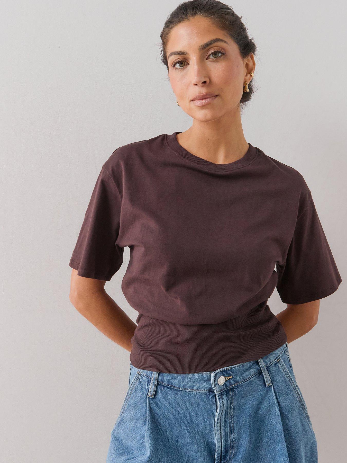 Image 5 of 7 of The Very Collection Rib Waistband Top - Brown