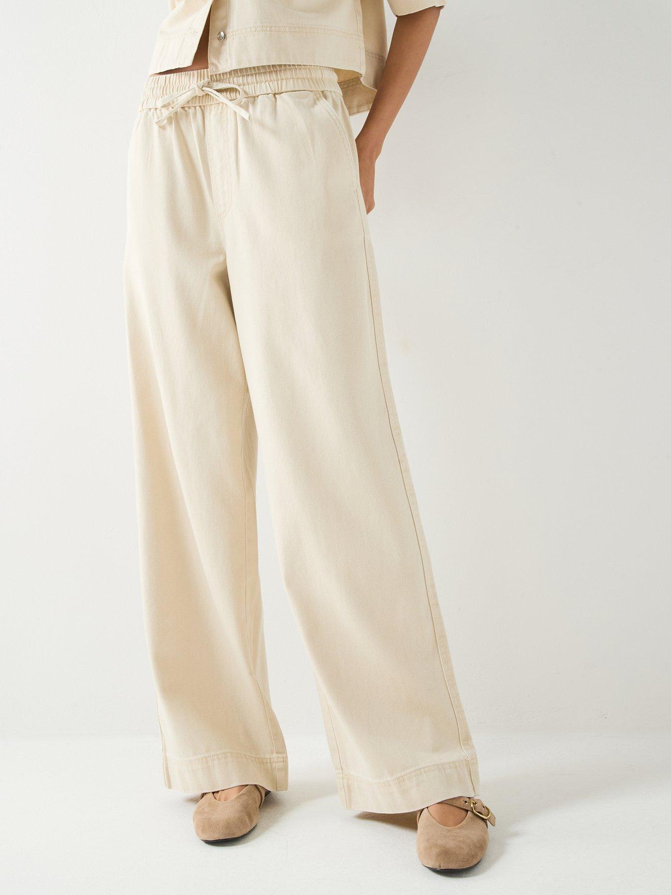 Only Onlmaisa Pull-Up Wide Leg Trousers - Cream