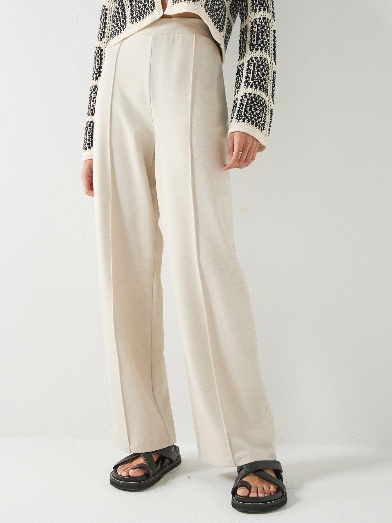 Image 1 of 5 of Only Atlas Wide Leg Trousers - Cream