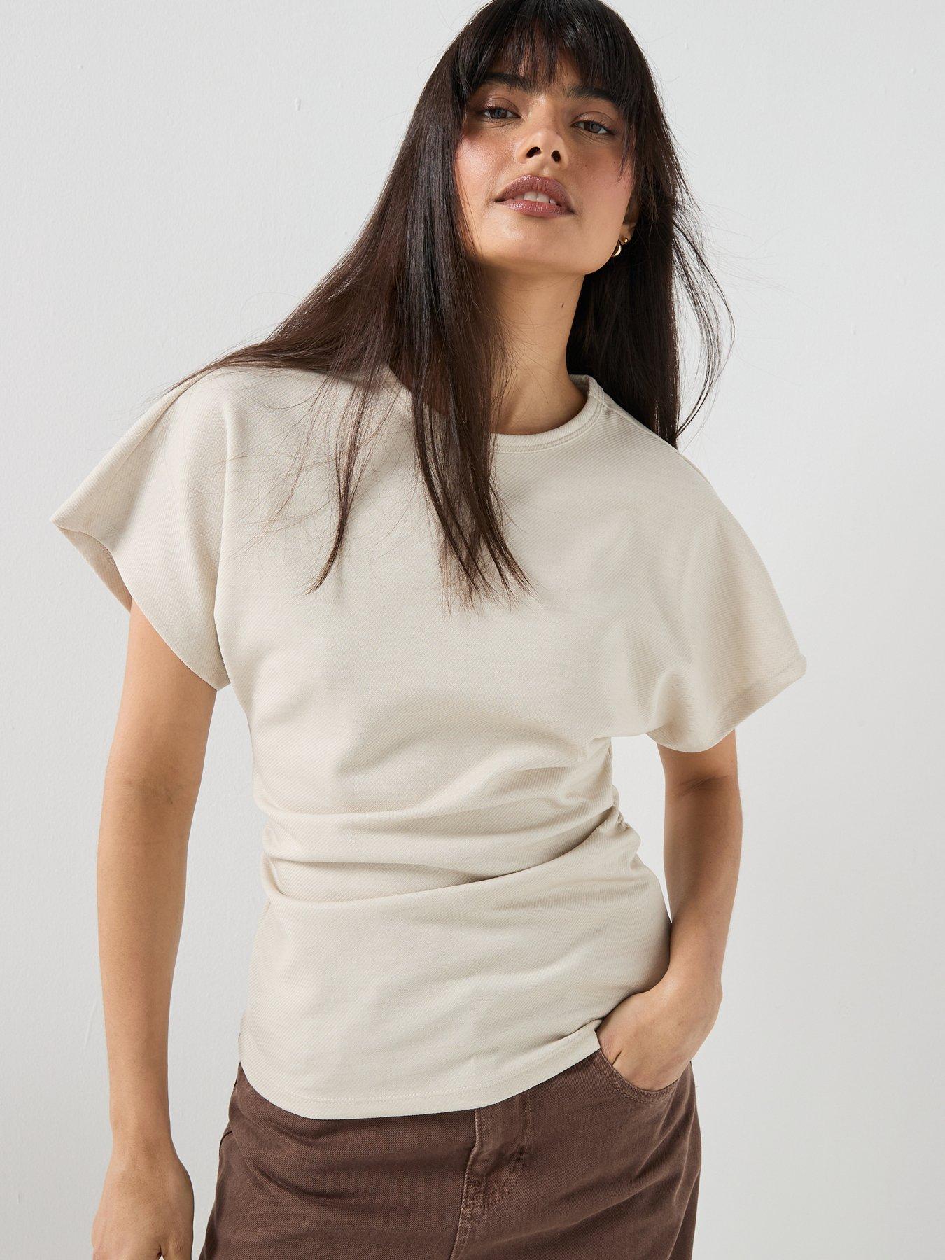 Image 4 of 6 of Only Onlatlas Long Sleeve Rib Polo Top - Blue/Brown