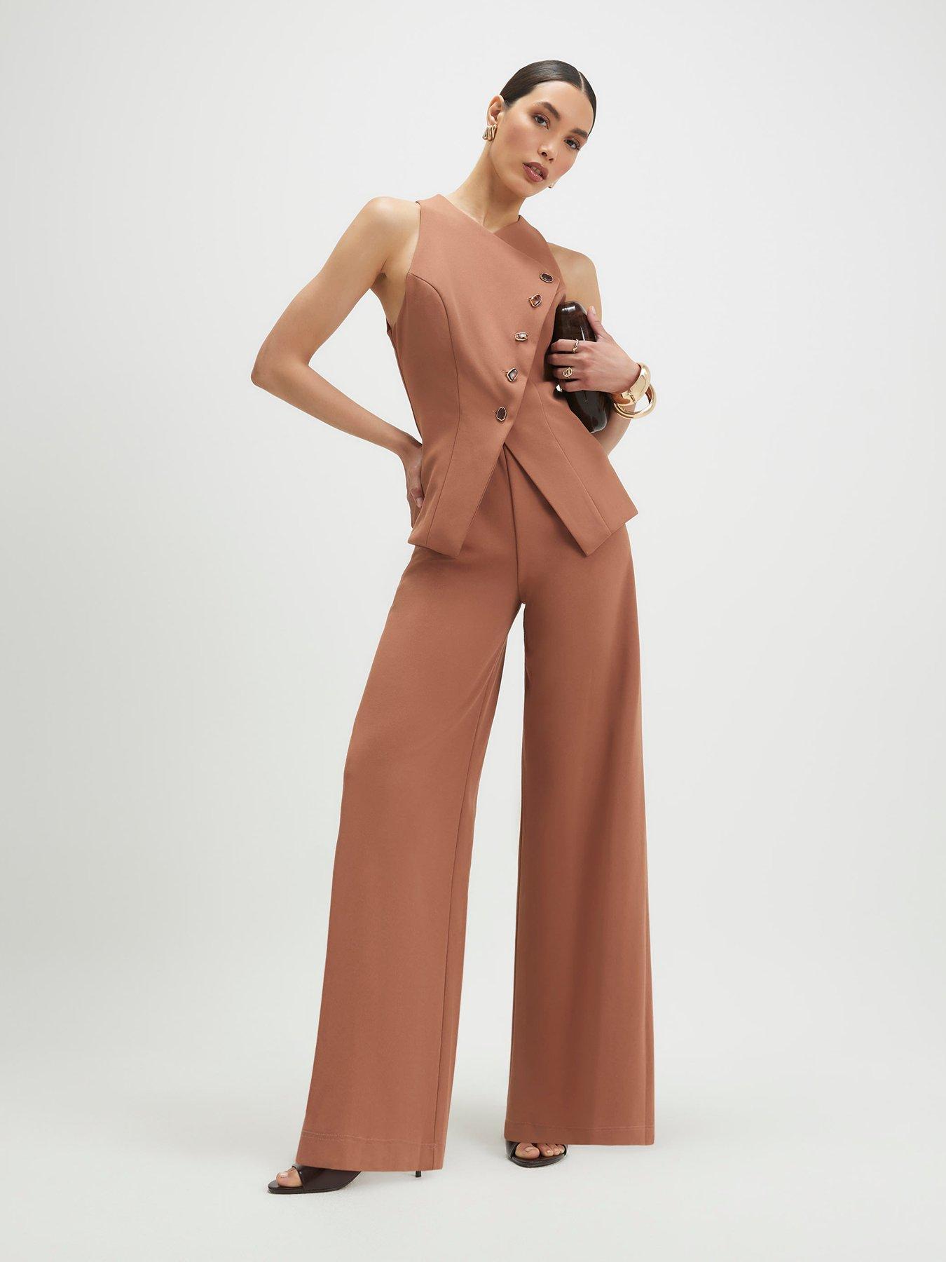 river-island-short-collarless-asymmetric-jumpsuit-brown