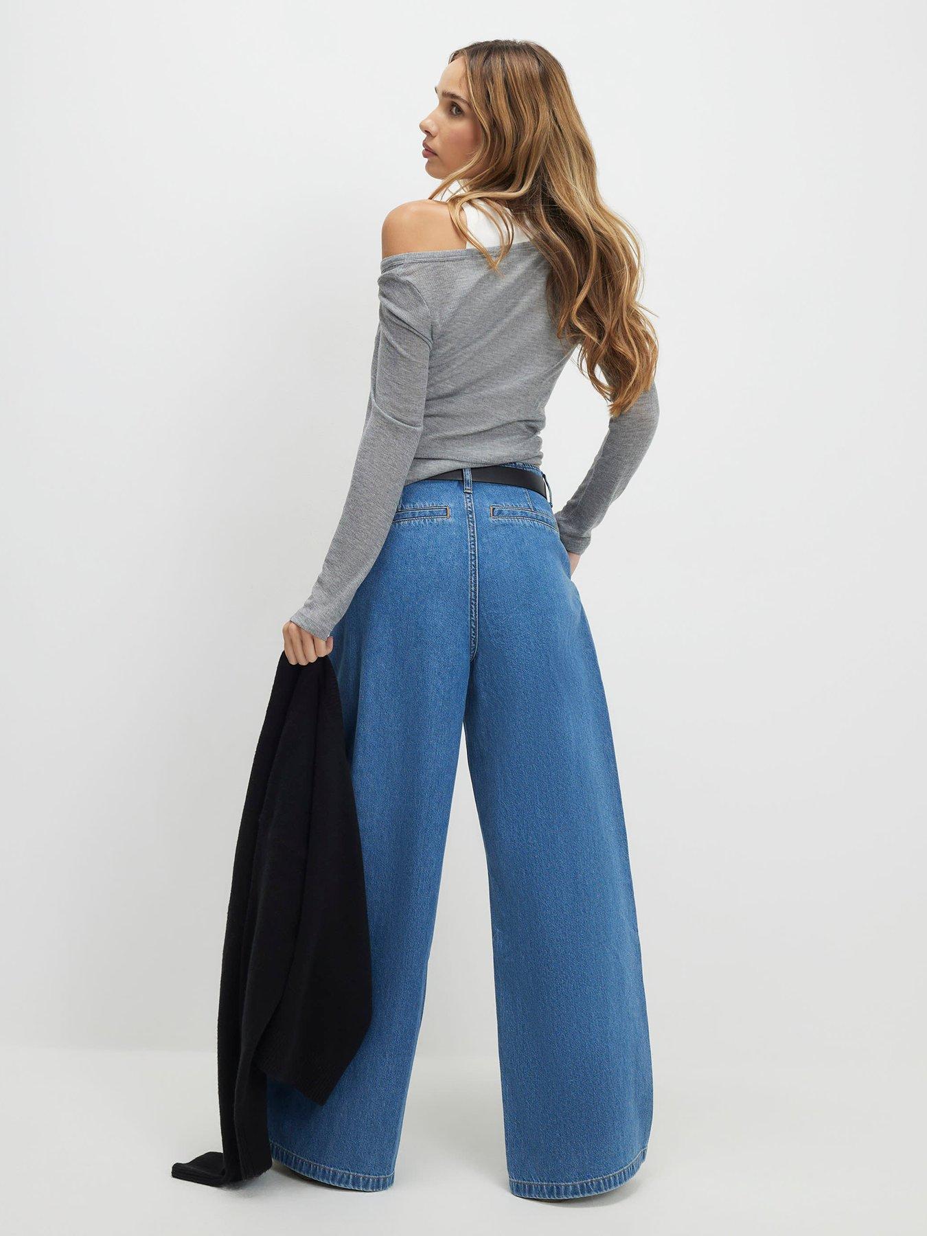 Image 2 of 4 of River Island Arden Belted Pleated Wide Leg - Blue